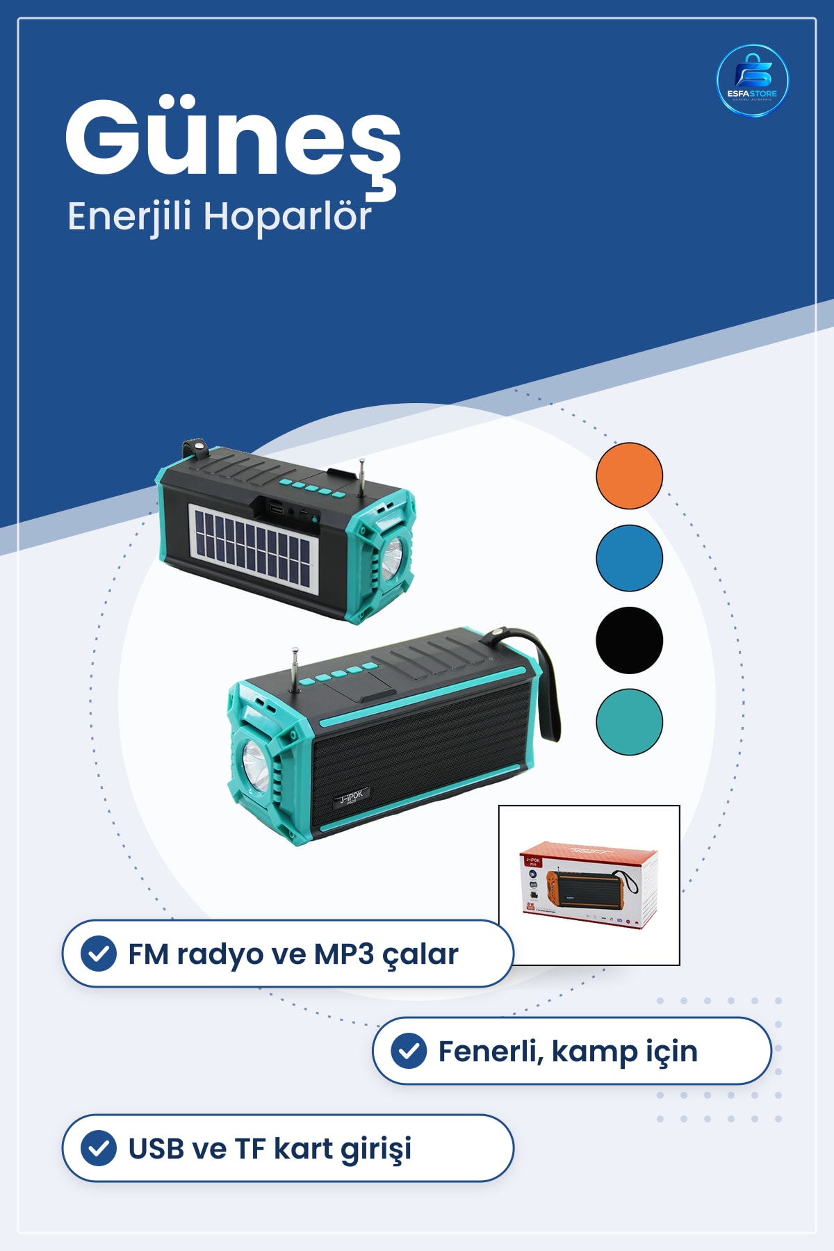 Bluetooth Hoparlör Güneş Enerjili FM Radyo USB TF MP3 Çalar Fenerli Taşınabilir Kamp Dış Mekan