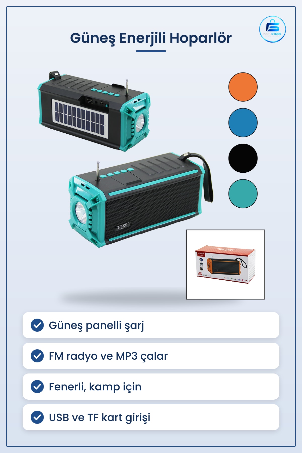 Bluetooth Hoparlör Güneş Enerjili FM Radyo USB TF MP3 Çalar Fenerli Taşınabilir Kamp Dış Mekan