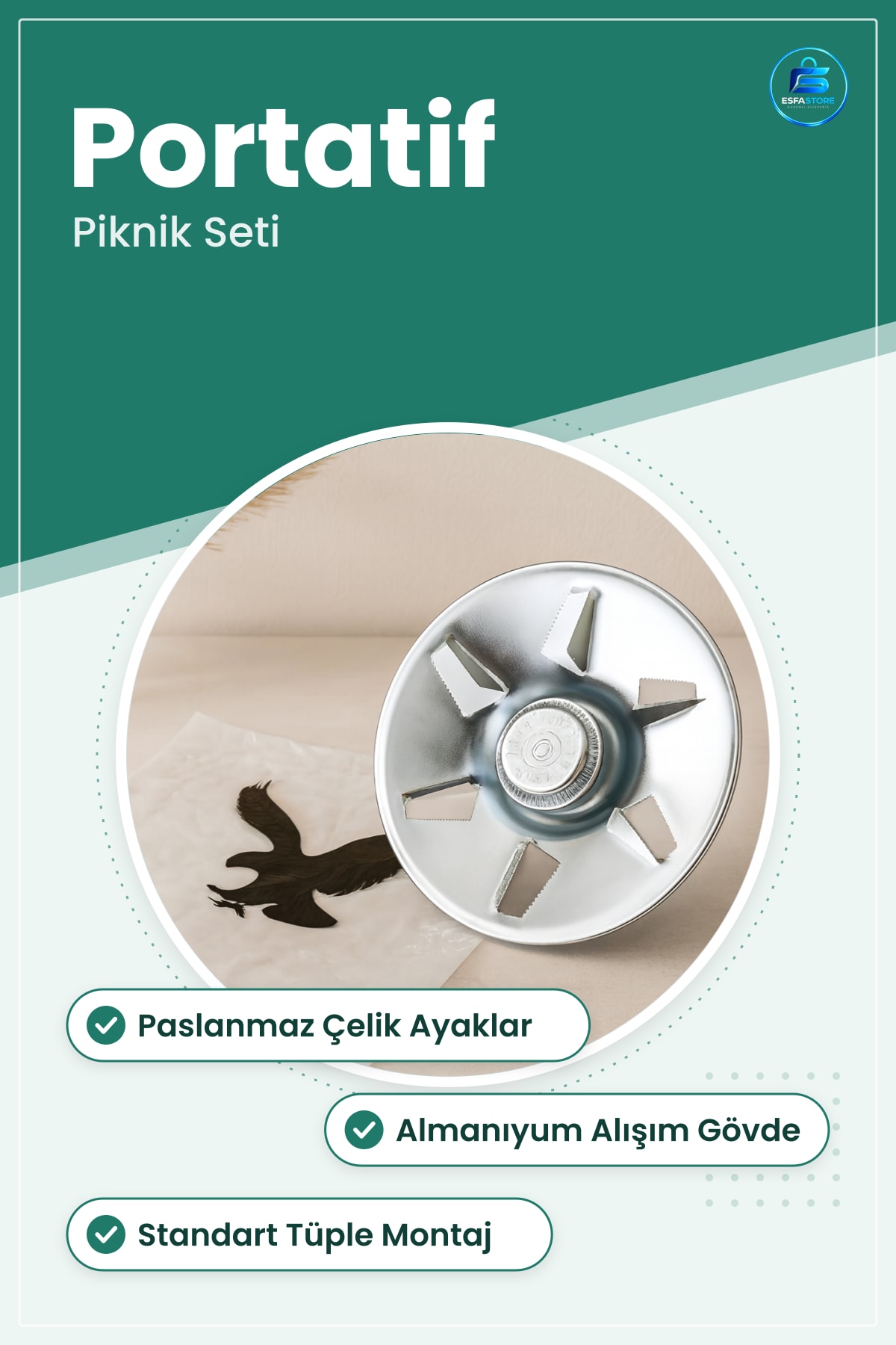 Tüp Üstü Kamp Ocağı Piknik Seti Paslanmaz Çelik Ayaklı Portatif Alüminyum Gövdeli Outdoor