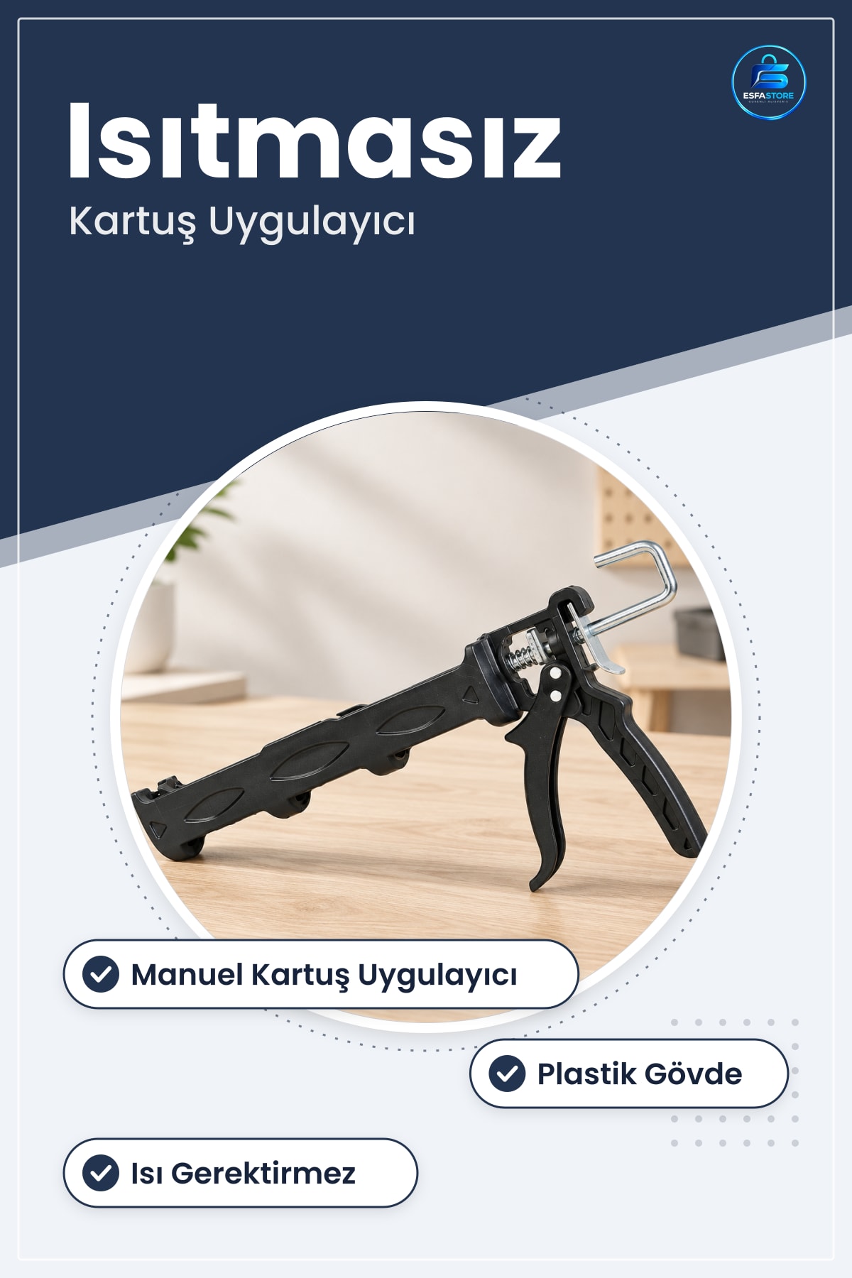 Soğuk Silikon Tabancası Plastik Gövdeli Manuel Kartuş Uygulayıcı Tamir ve Hobi Kullanımı