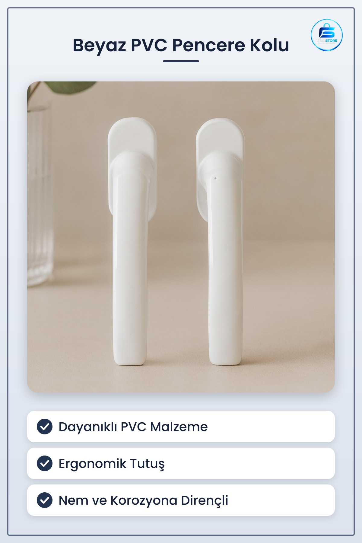 PVC Pencere Kolu Beyaz Kapı Hırdavatı Kanat Açma Kapama Dayanıklı Paslanmaz Bakım Gerektirmez