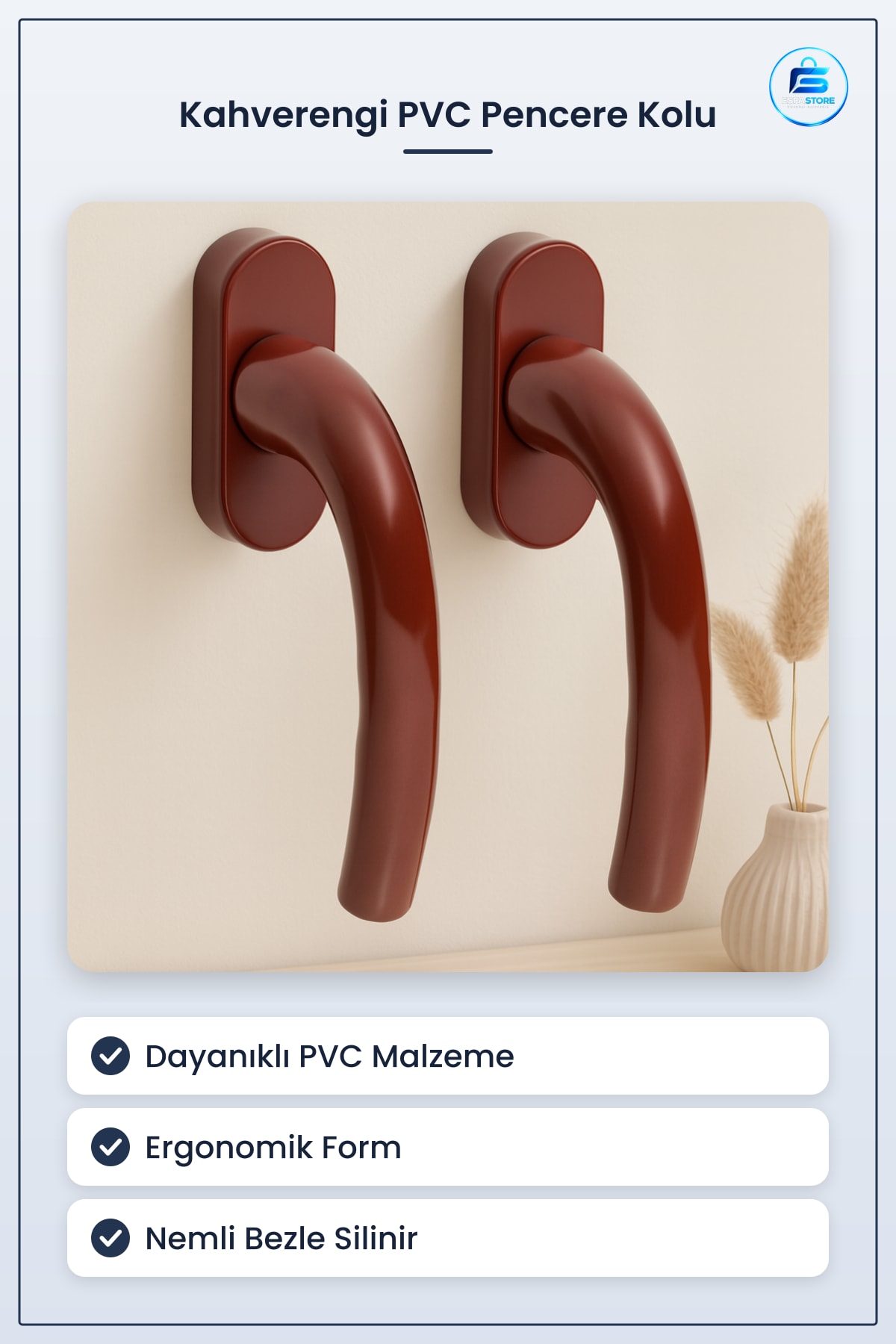 PVC Pencere Kolu Kahverengi Kapı Hırdavatı Kanat Açma Kapama Dayanıklı Ergonomik Konforlu Kavrama