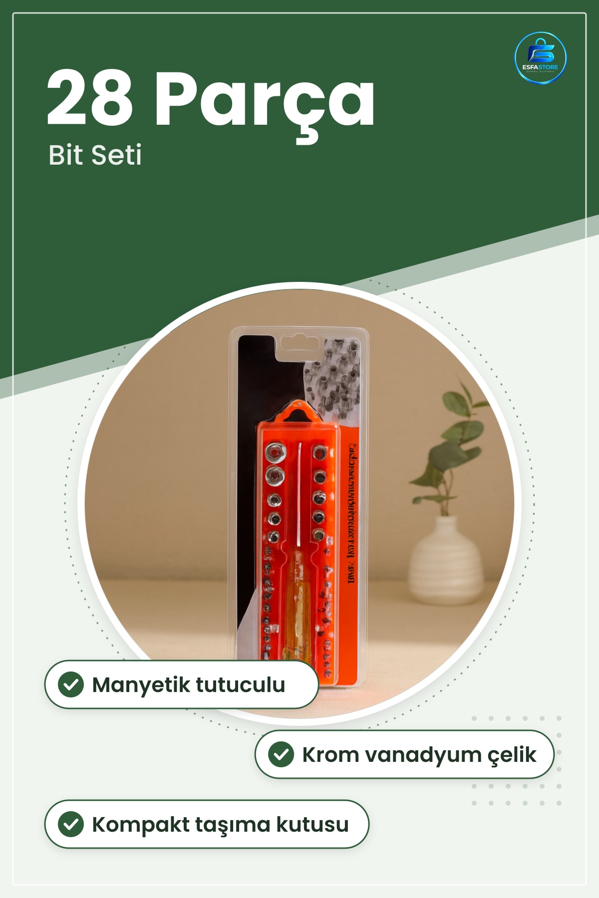 Tornavida Bit Seti 28 Parça Çıkar Tak El Aletleri Aksesuar Manyetik Tutuculu Ev Atölye Montaj