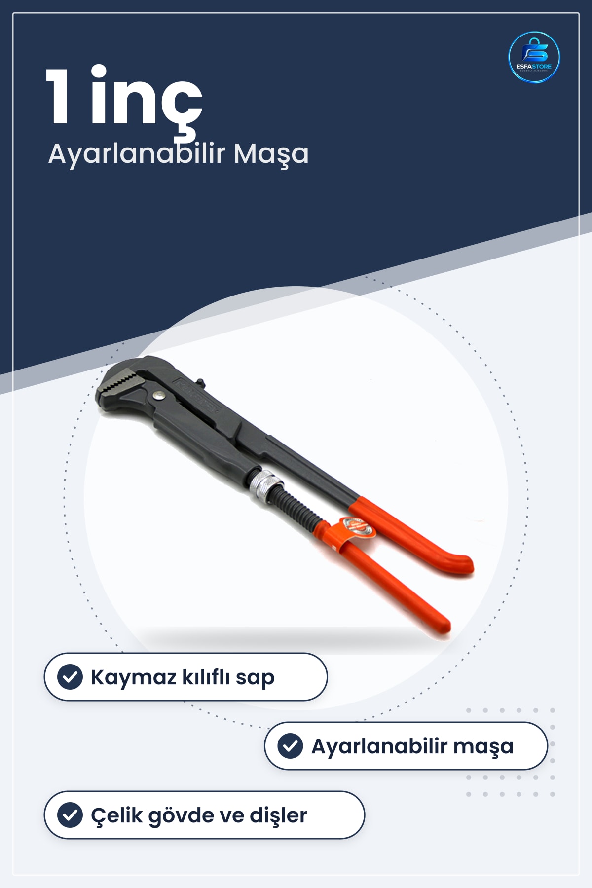 Çelik Boru Anahtarı 1 inç Kaymaz Saplı Tesisat Musluk Montajı Ayarlanabilir Maşa Hƒ±rdavat Bakım
