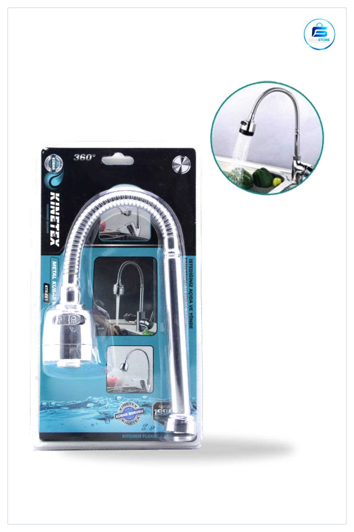 Musluk Başlığı Metal Esnek Batarya Borusu ° Yaylı Anti Twist Krom Mutfak Banyo Bağlantı