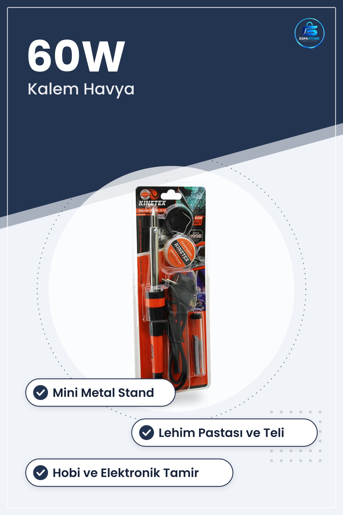 Kalem Havya Seti 60W Mini Stand Lehim Pastası Teli Elektronik Devre Tamir Hobi Ustalık