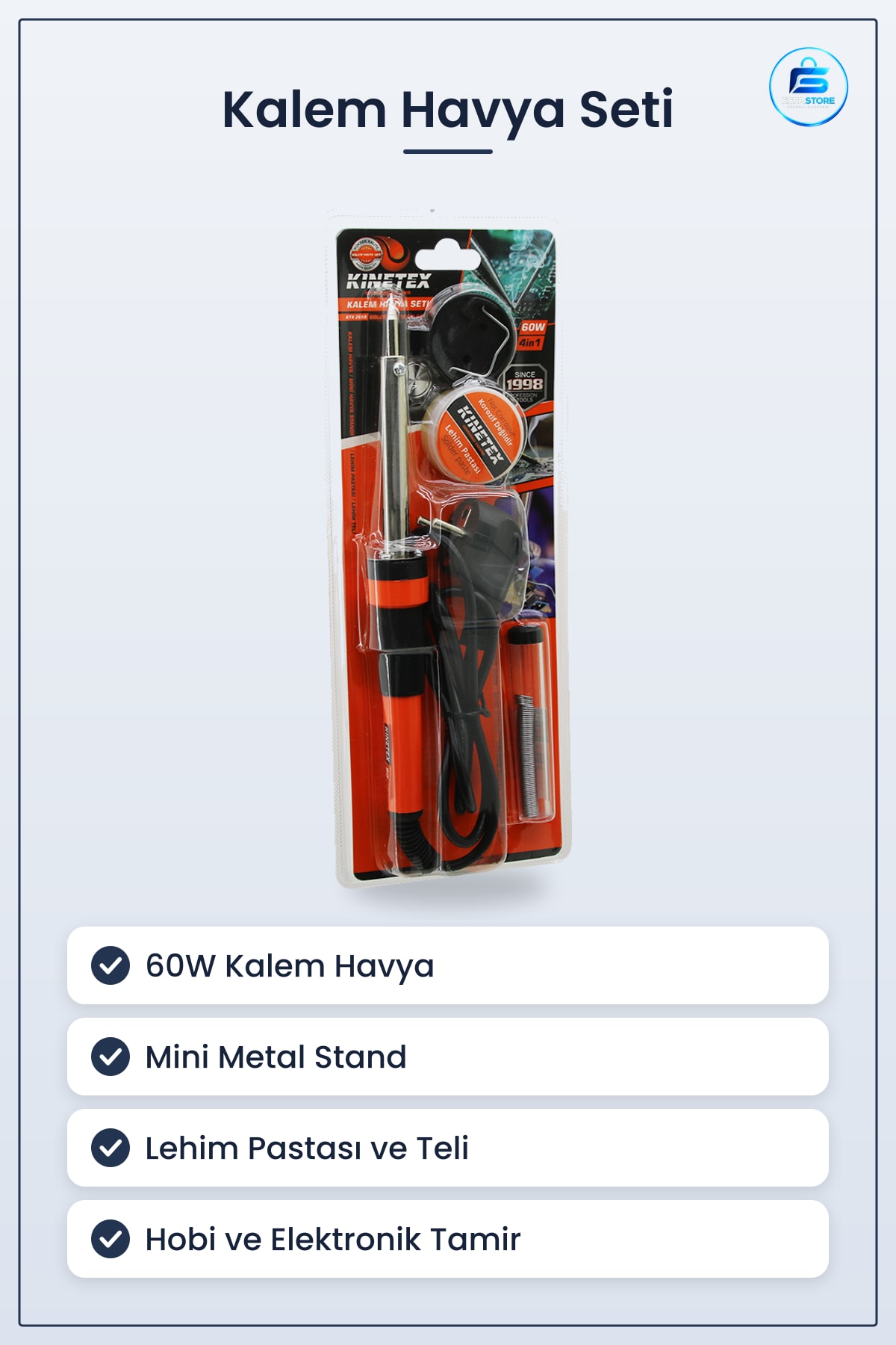 Kalem Havya Seti 60W Mini Stand Lehim Pastası Teli Elektronik Devre Tamir Hobi Ustalık