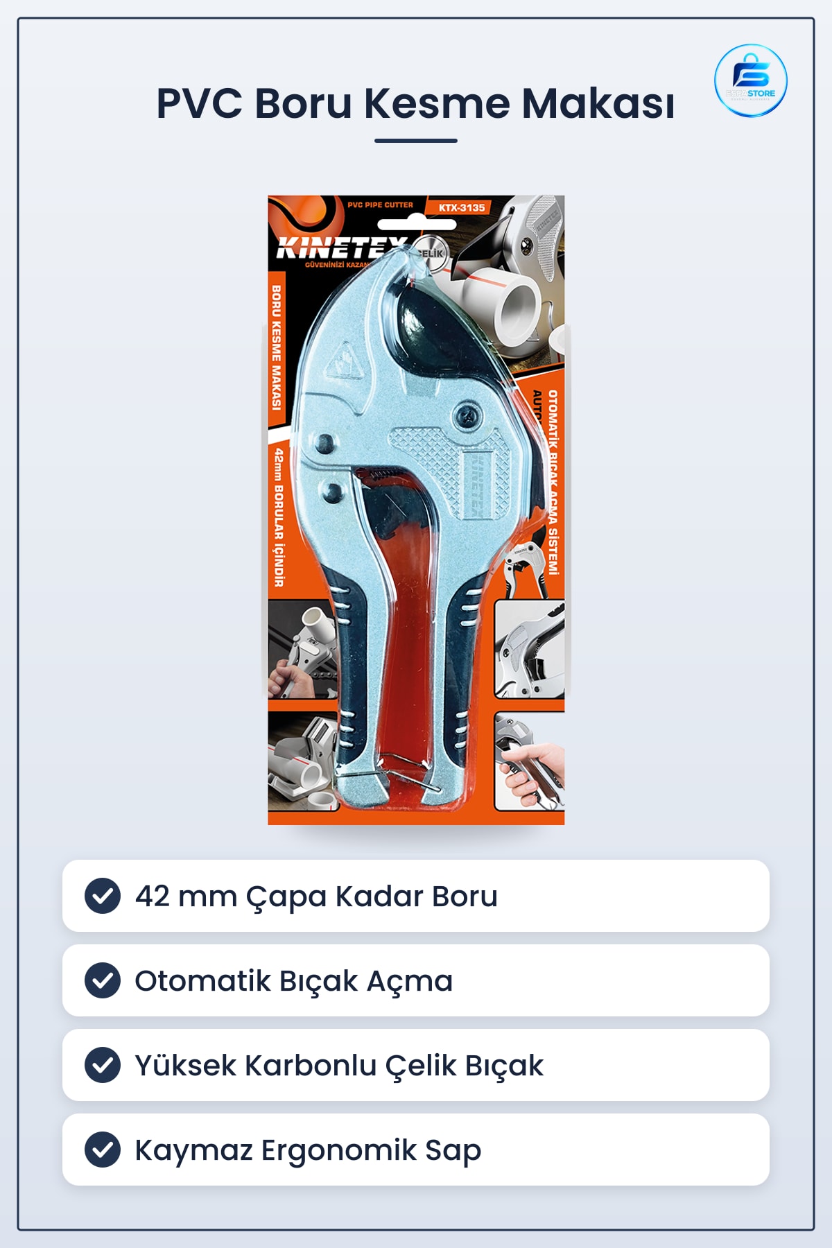 PVC Boru Kesme Makası 42 mm Otomatik Bıçak Açma Kesici Makas Sıhhi Tesisat Hırdavat Dayanıklı