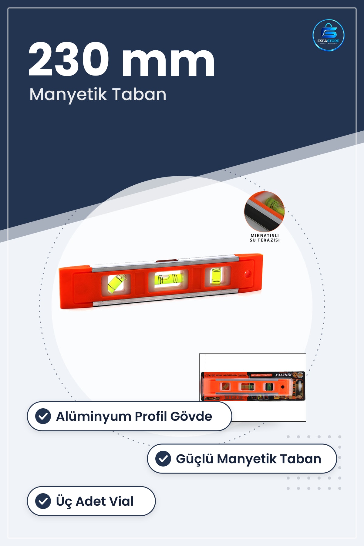 Manyetik Su Terazisi 9 inç 230 mm Mini Alüminyum Gövdeli Hassas Ölçüm Tesisat Montaj Metal Yüzey