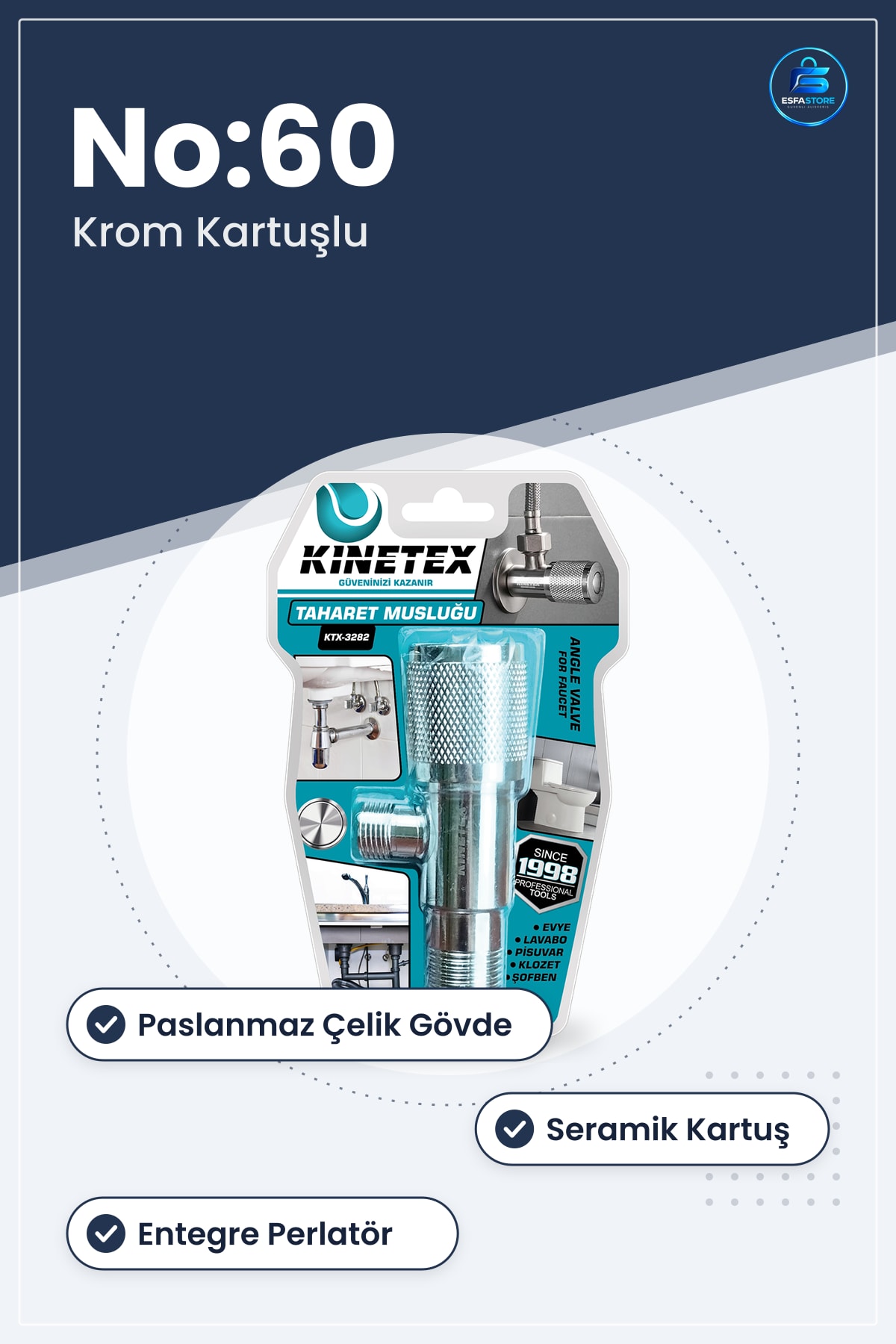 Taharet Musluu KTX- No Krom Kartuşlu Paslanmaz Gövde Banyo Tesisat Bağlantı Seramik Conta Hijyenik