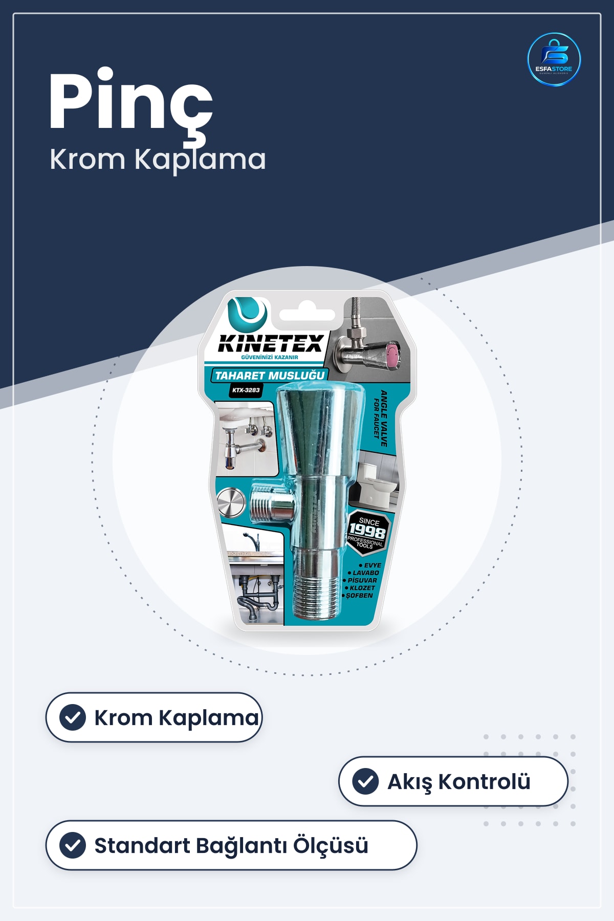 Taharet Musluğu Banyo Tesisatı Açı Vanası Pirinç Gövde Krom Kaplama Tuvalet Lavabo Klozet
