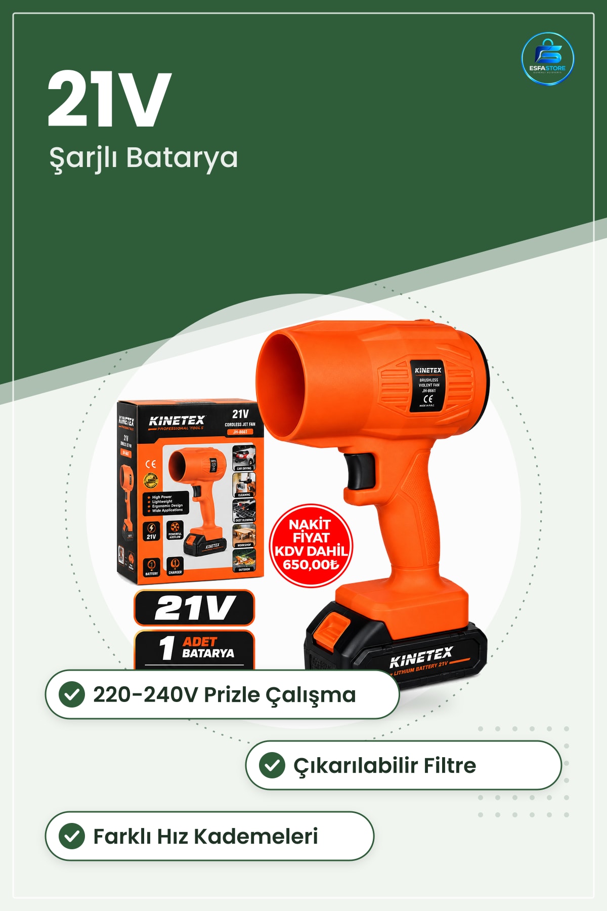 Şarjlı Fön Tipi Hava Üfleyici 21V ile 240V Toz Temizleme Kurutma Mangal Üfleme Kullanışlı