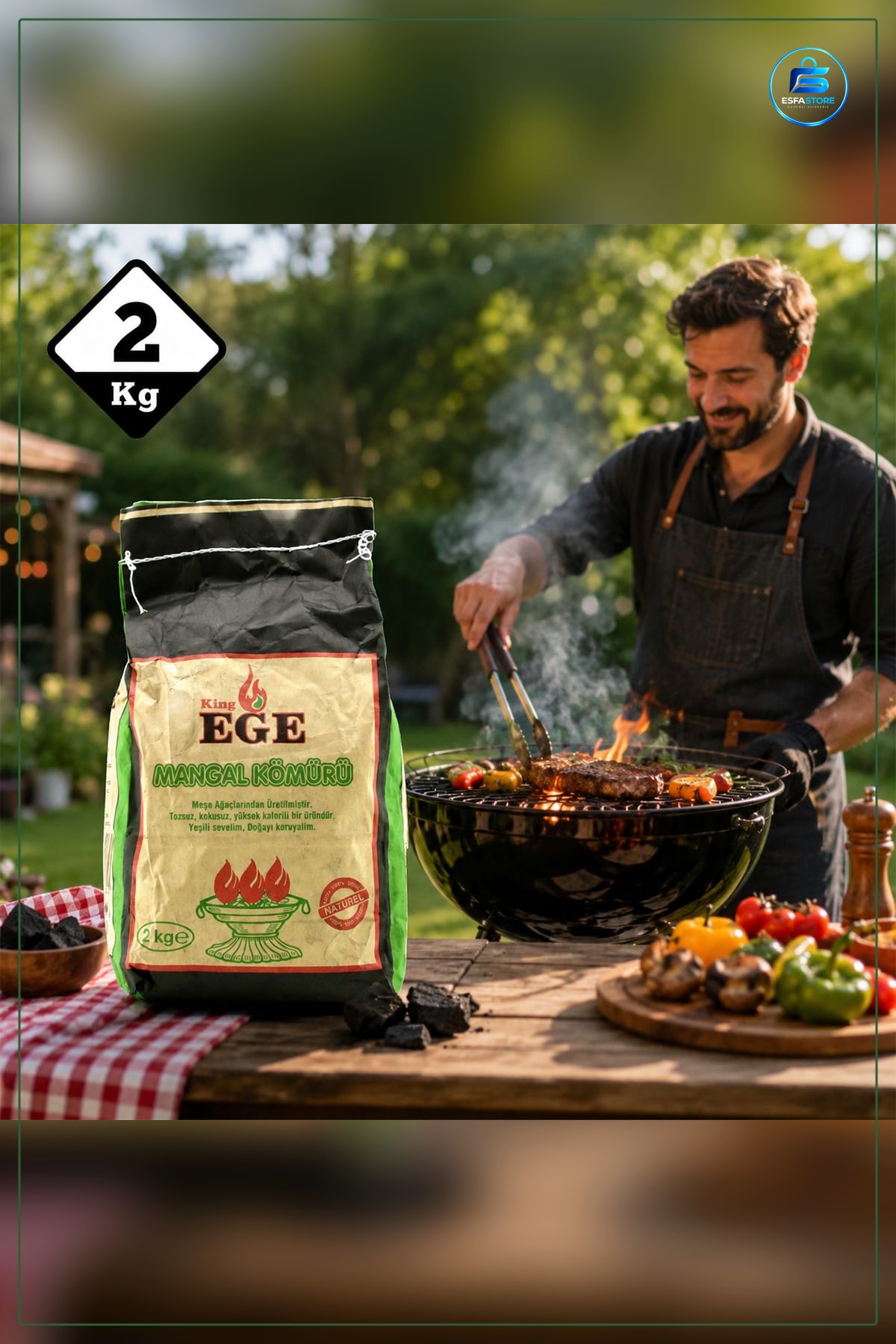 Mangal Kömürü 2 kg Meşe Odunu Tossuz Kokusuz Yüksek Kalorili Piknik Bahçe Izgara Kamp