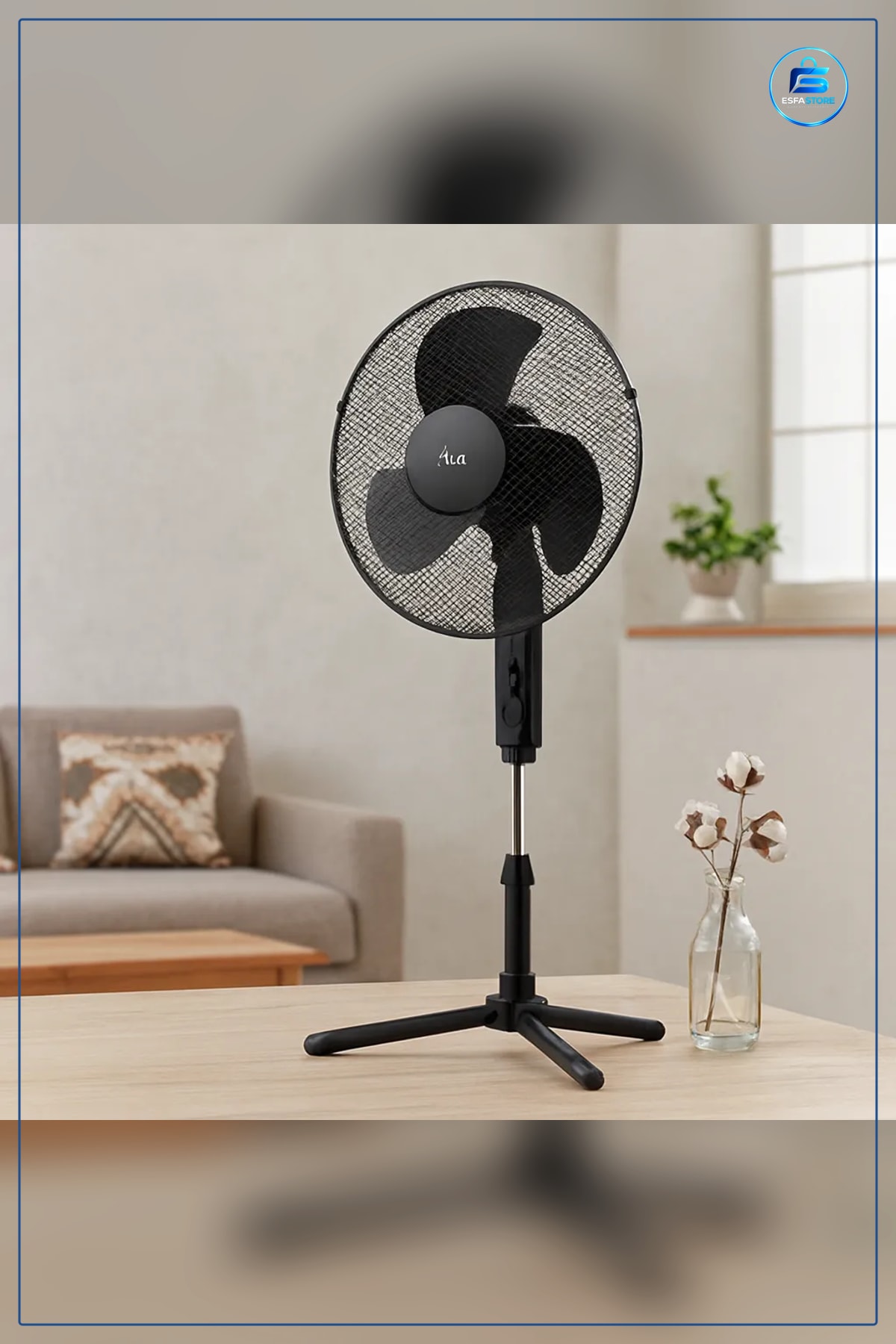 Vantilatör 16 inç 41 cm Ayaklı Teleskopik Katlanır Metal Kafes 3 Kademe Ev Ofis Serinletici