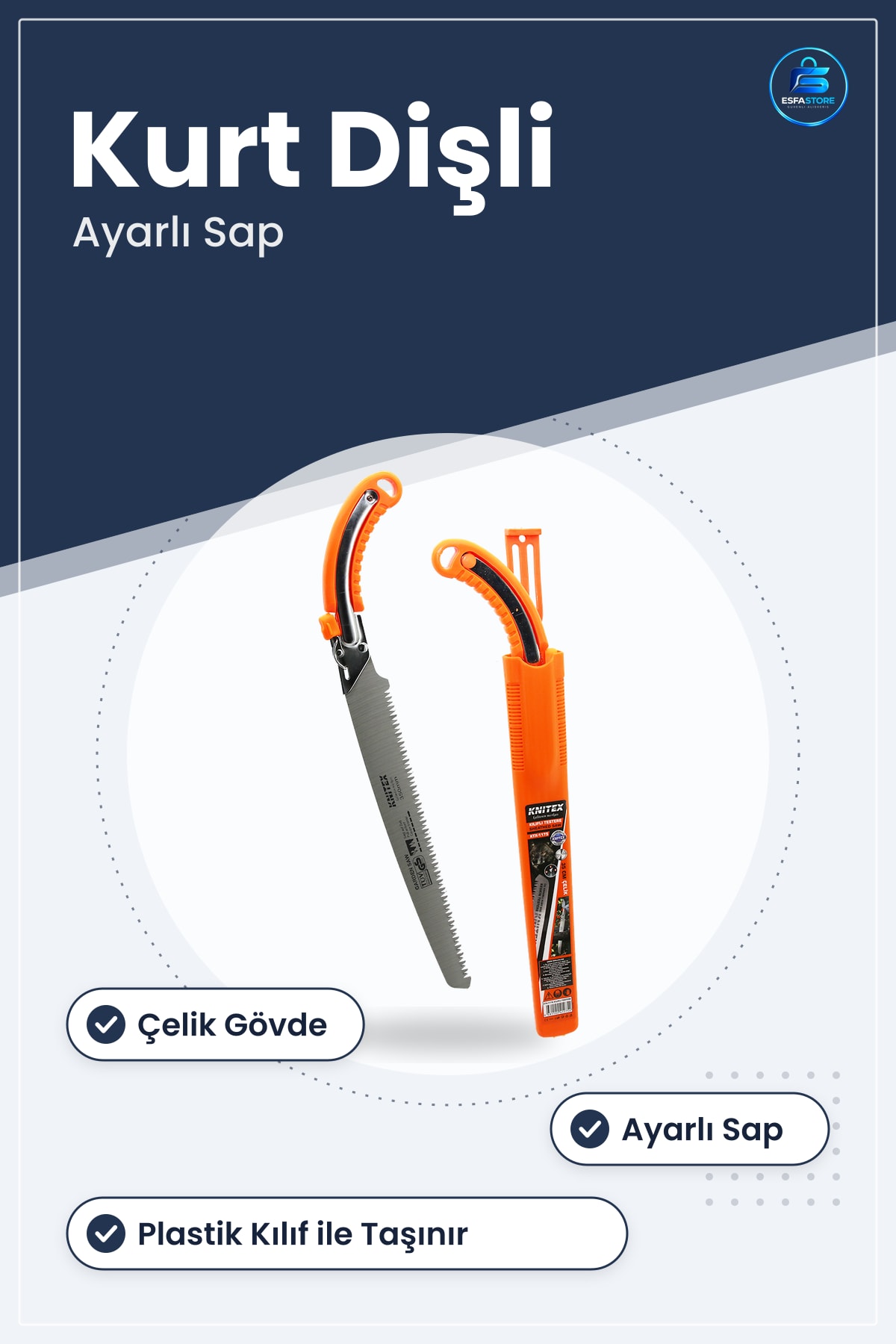 Kılıflı Testere Çelik Kurt Dişli Ayarlı Sap Plastik Kılıf Ahşap Hafif Metal Kesim Taşınabilir