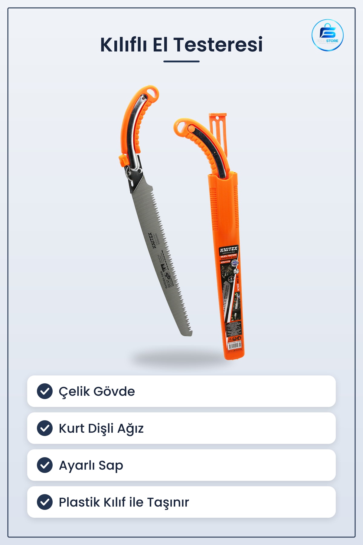 Kılıflı Testere Çelik Kurt Dişli Ayarlı Sap Plastik Kılıf Ahşap Hafif Metal Kesim Taşınabilir
