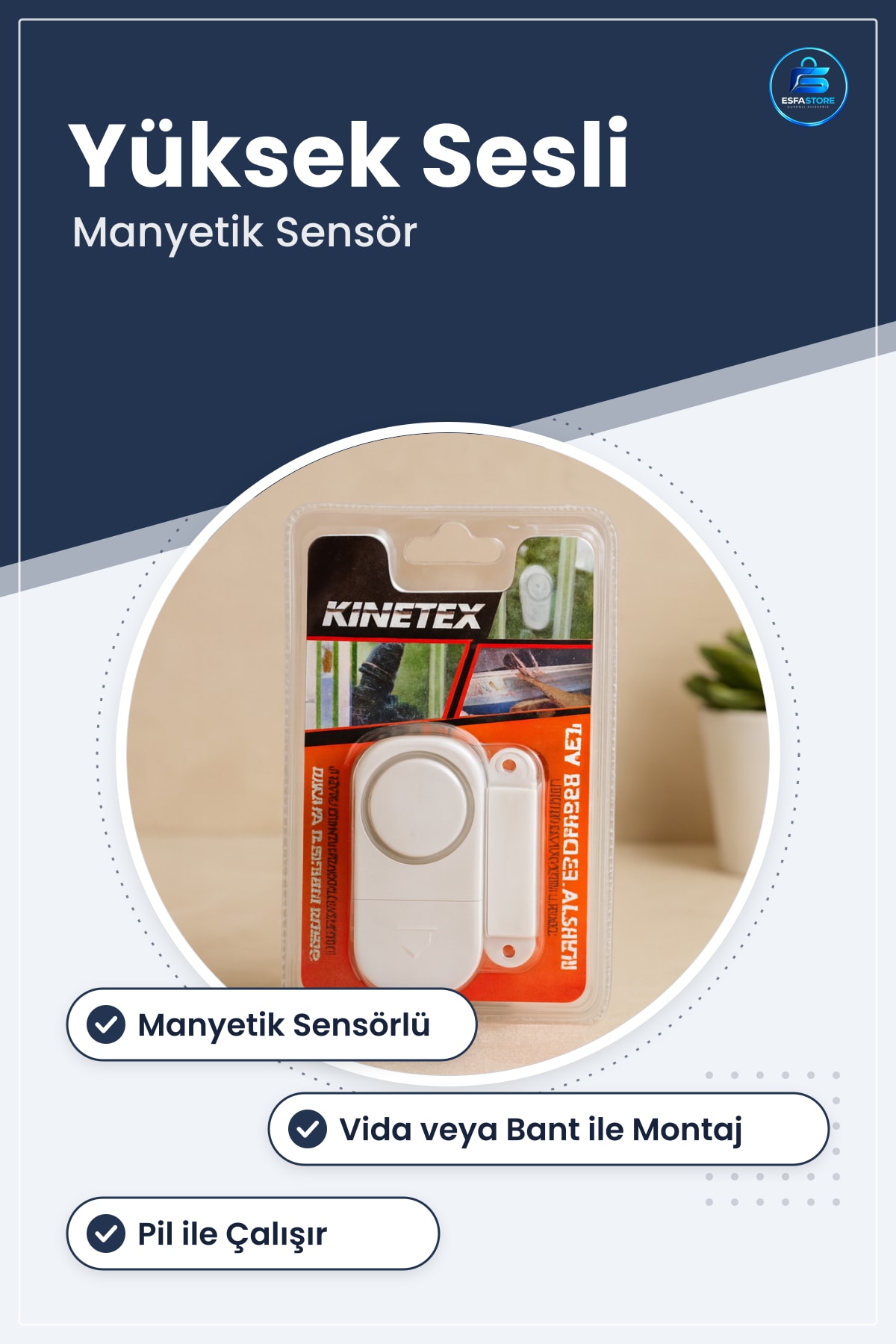 Kısa Kapı Pencere Alarmı Güvenlik Cihazı Manyetik Sensörlü Yüksek Sesli Ev Ofis Balkon İçin