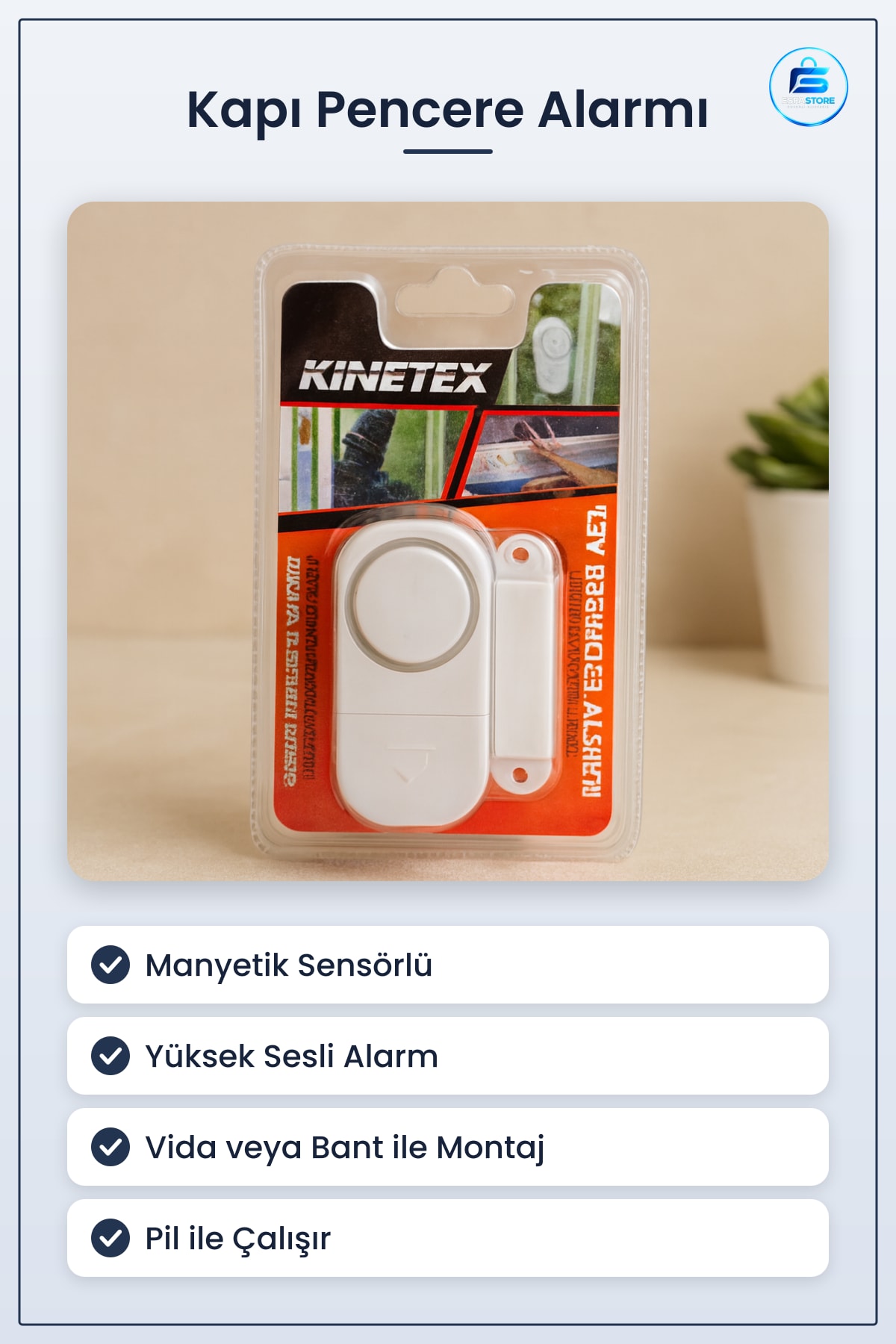 Kısa Kapı Pencere Alarmı Güvenlik Cihazı Manyetik Sensörlü Yüksek Sesli Ev Ofis Balkon İçin