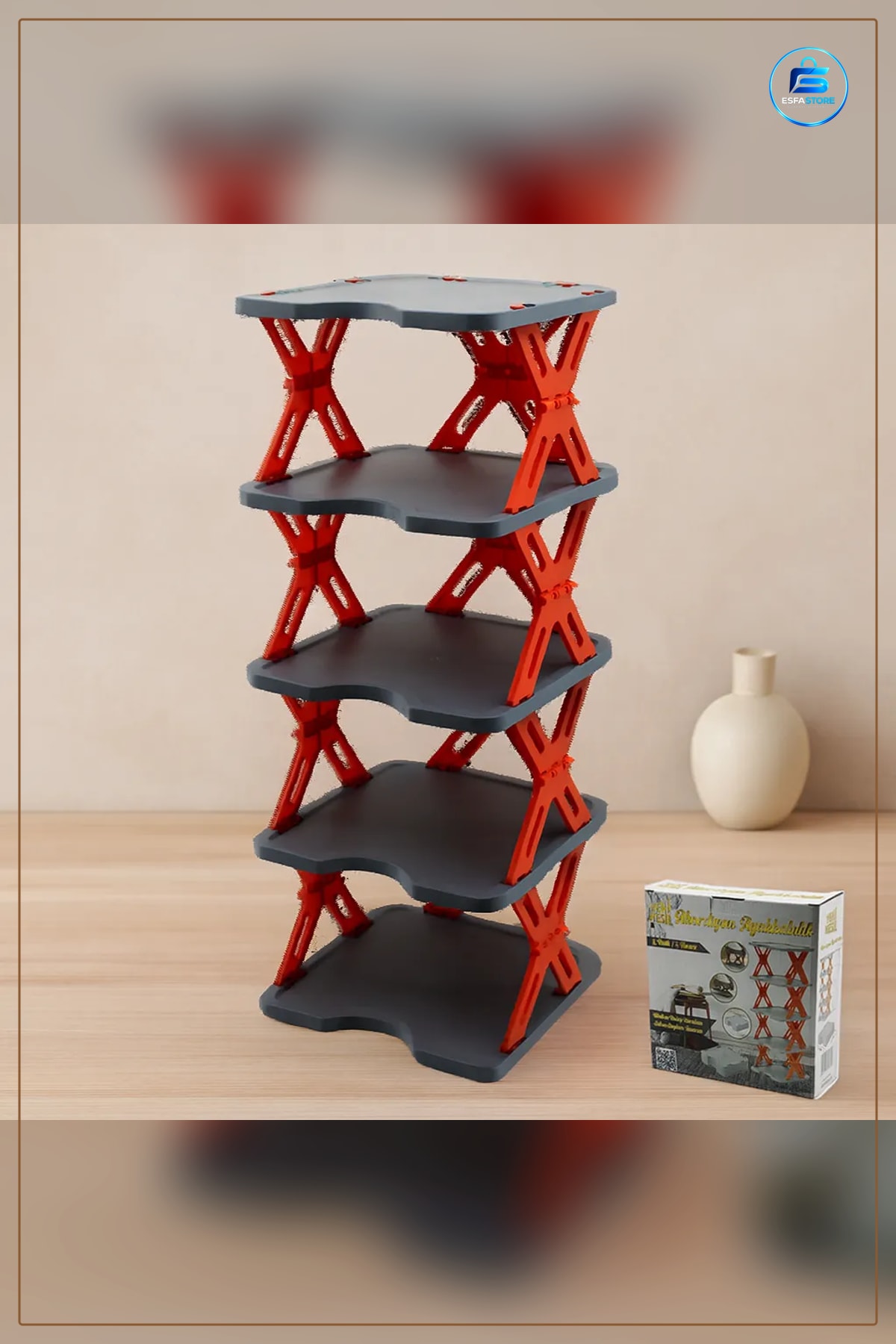 Ayakkabı Düzenleyici 5 Katlı Katlanabilir Plastik Ayakkabılık 27x27 cm Akordeon Girişi Koridor