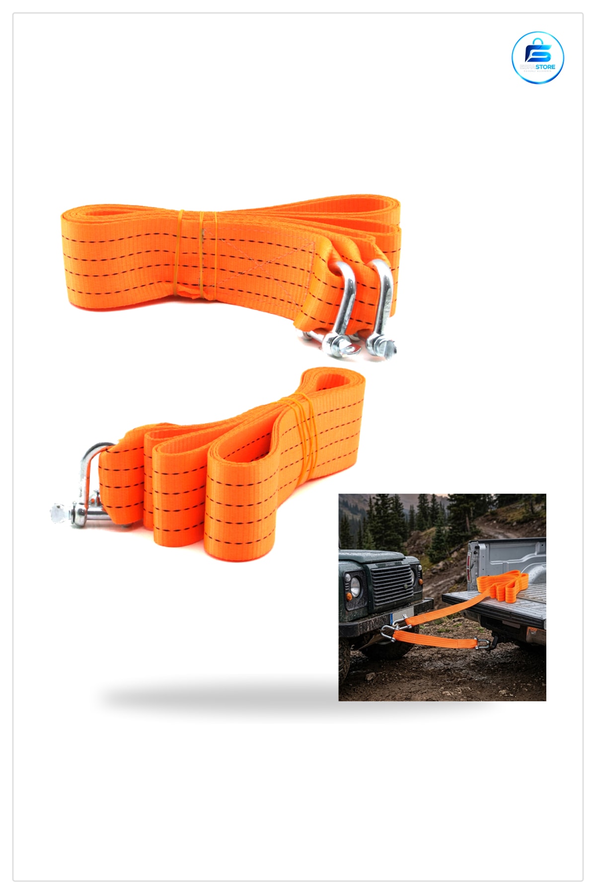 Oto Çekme Halatı Bez Kemer 3.5 Ton 3.25 m Polyester Yol Yardım Kurtarma Araç Bağlantı Çeki Demiri