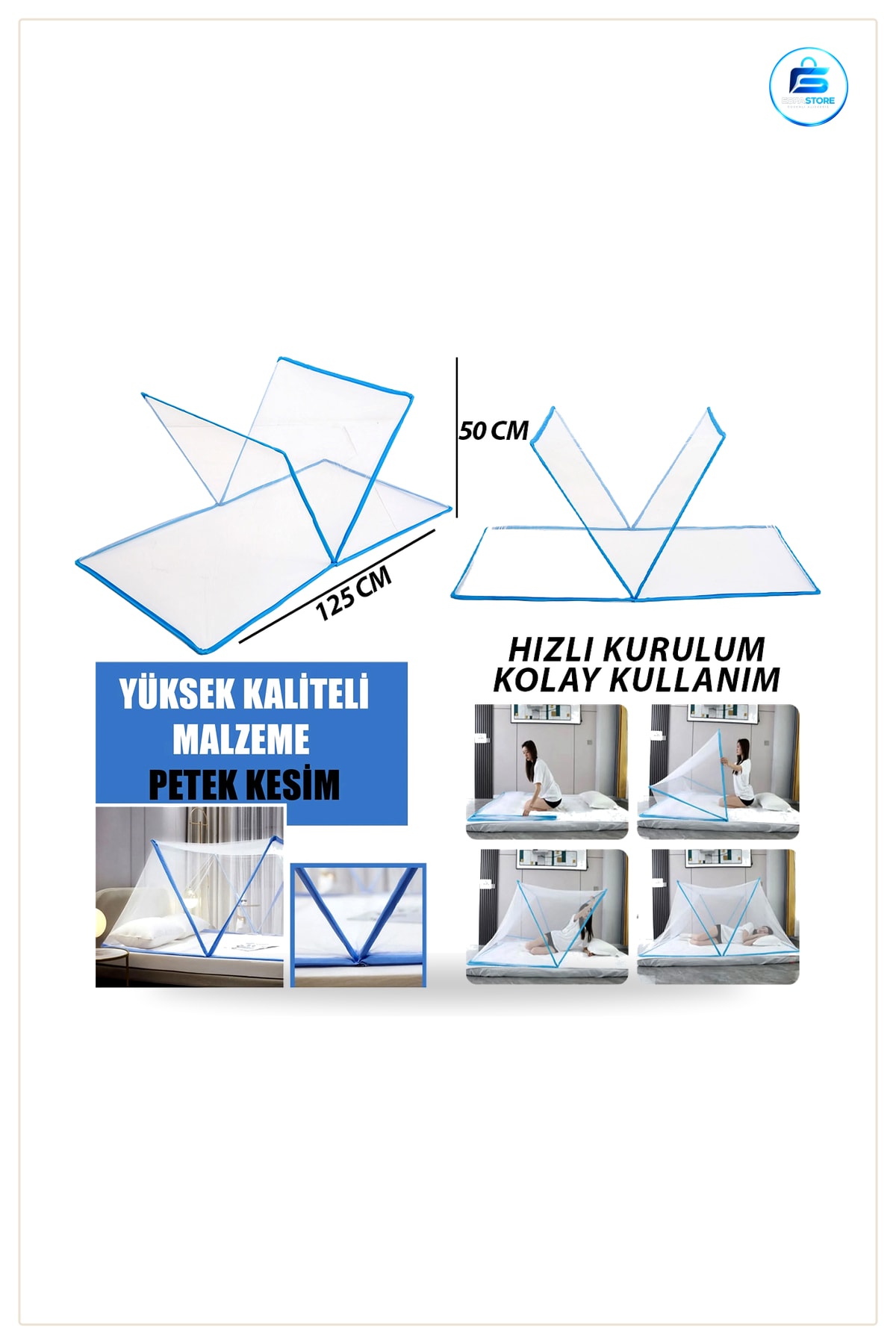 Cibinlik Bebek Çocuk Portatif Sinek Koruyucu 50x125 cm Taşınabilir Tül Katlanır Hızlı Kurulum