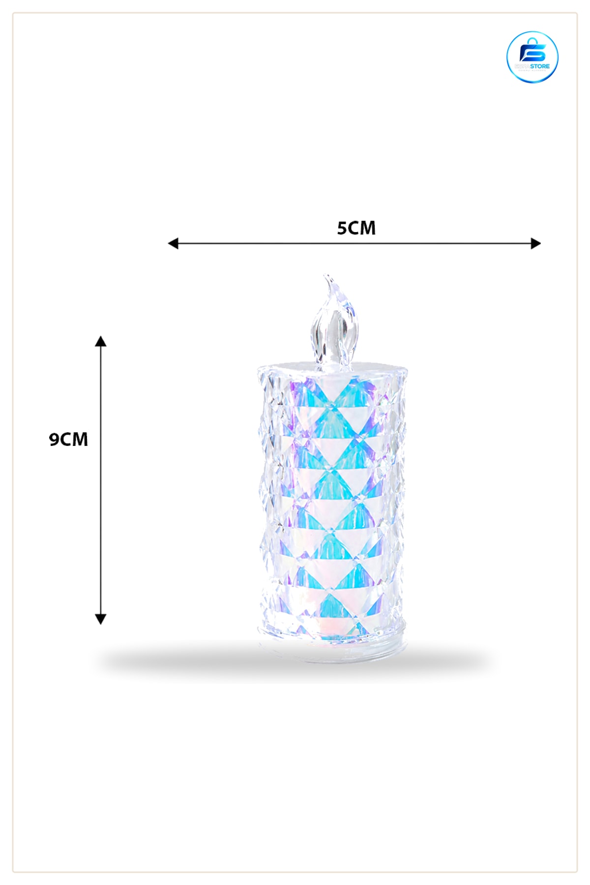 LED Mum Kristal Plastik Küçük Boy Pilli Dekoratif Gece Lambası 5 cm x 9 Aydınlatma Mika