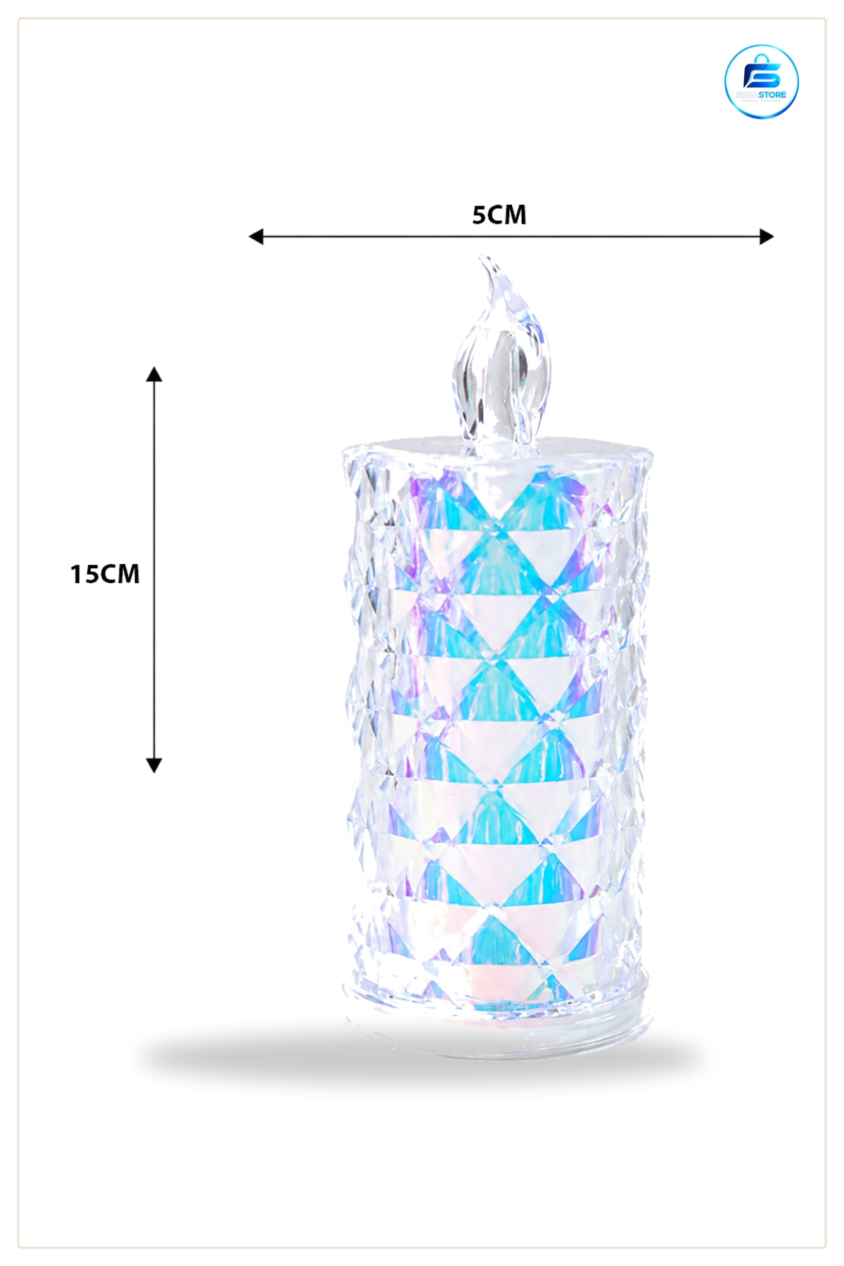 LED Mum Kristal Hologram Pilli Renk Değiştiren Dekoratif Masa Üstü Işık Mika 15 cm
