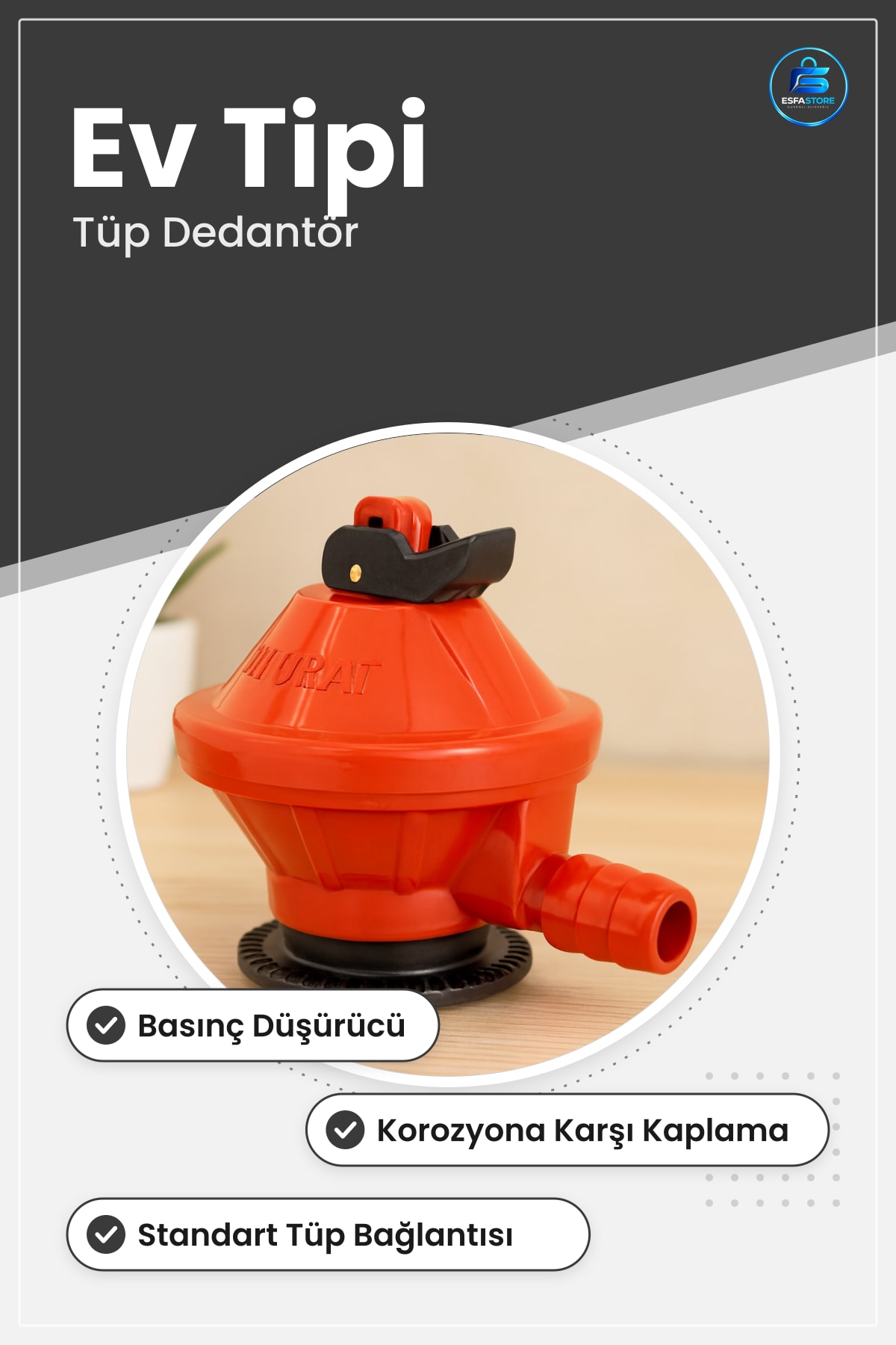 LPG Beyin Regülatör Ev Tipi Tüp Dedantör Sağlam Gövdeli Basınç Düşürücü Ocak Kombi Isıtma Cihazı