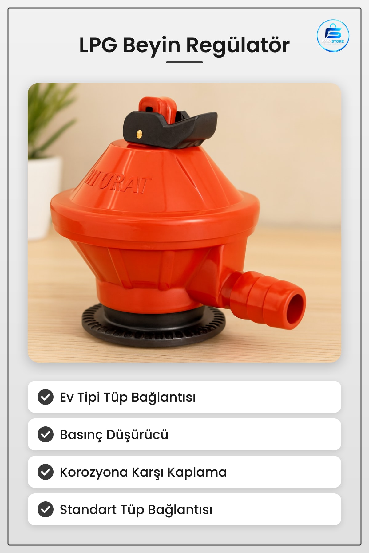 LPG Beyin Regülatör Ev Tipi Tüp Dedantör Sağlam Gövdeli Basınç Düşürücü Ocak Kombi Isıtma Cihazı