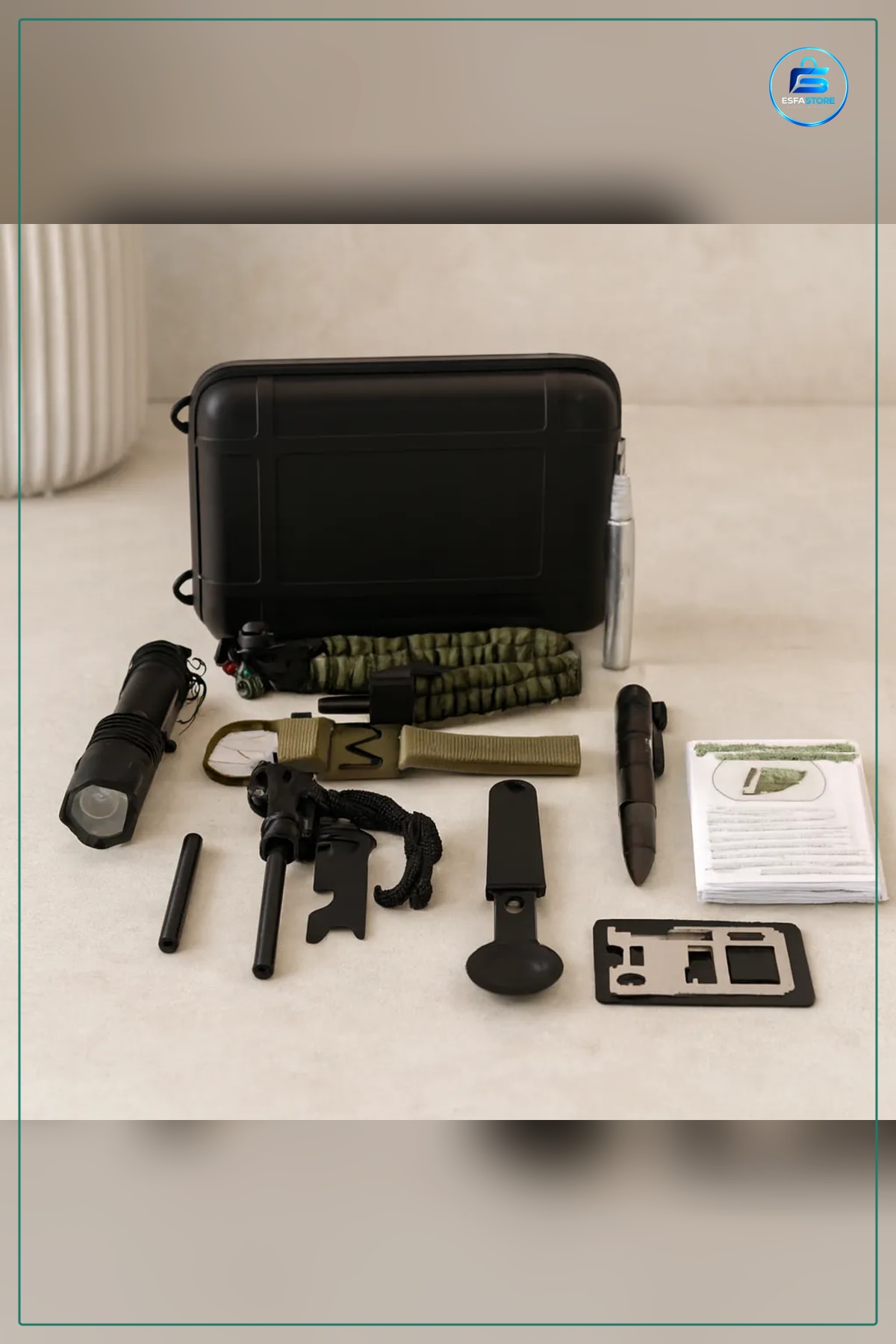 Hayatta Kalma Seti 12 Parça Kamp Survival Kit El Feneri Pusulalı Paracord Bileklik Flint Çakmak