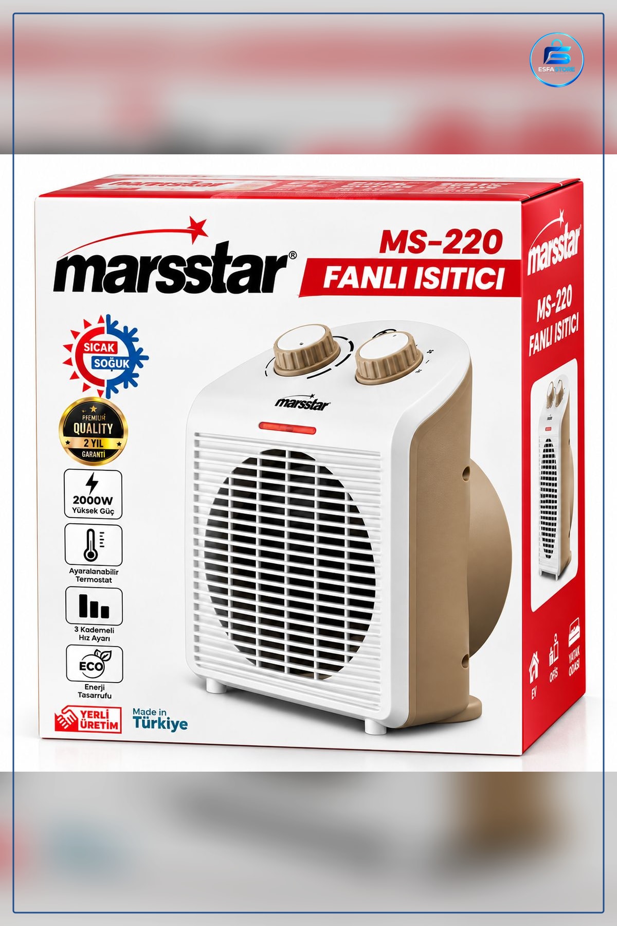 Fanlı Isıtıcı Turbo Fan Sıcak Soğuk Elektrikli 3 Kademe Ev Ofis Atölye Taşınabilir Kullanım