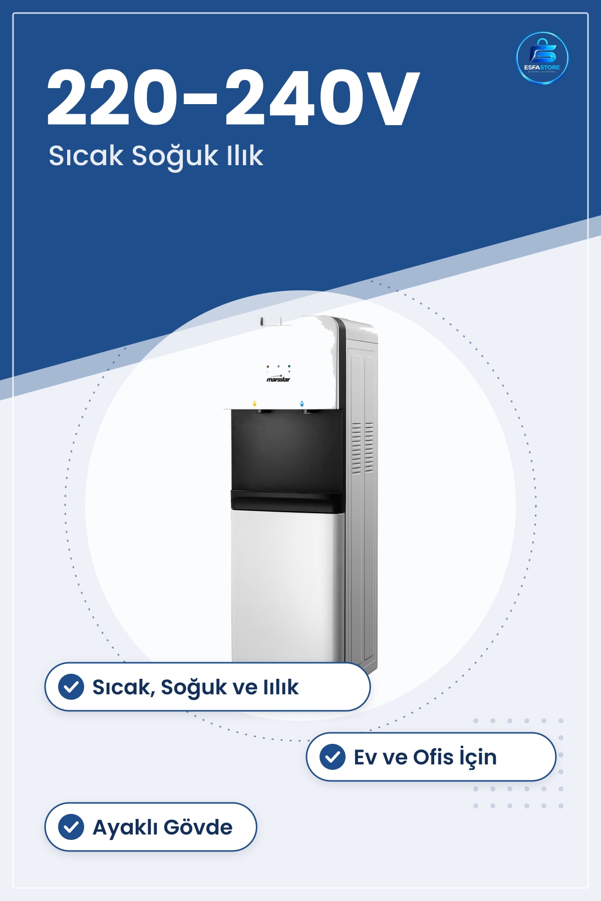 Su Sebili Sıcak Soğuk Ilık ila 240V Ev ve Ofis İçin Beyaz Dağıtım Makinesi Dekoratif