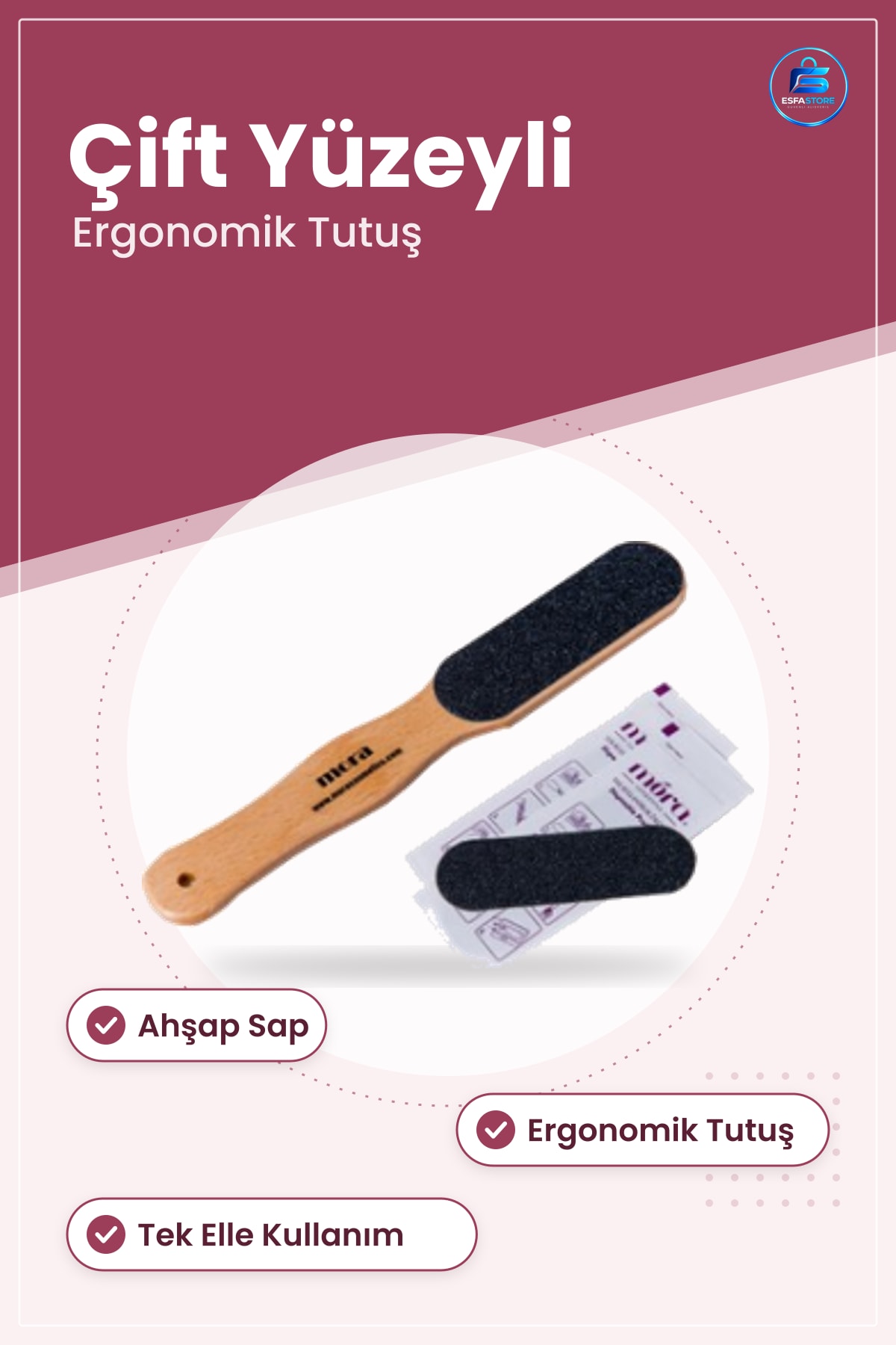 Ahşap Topuk Törpüsü Ayak Bakım Ölü Deri Alma Çift Yüzeyli Aşındırıcı Törpü Pedikür