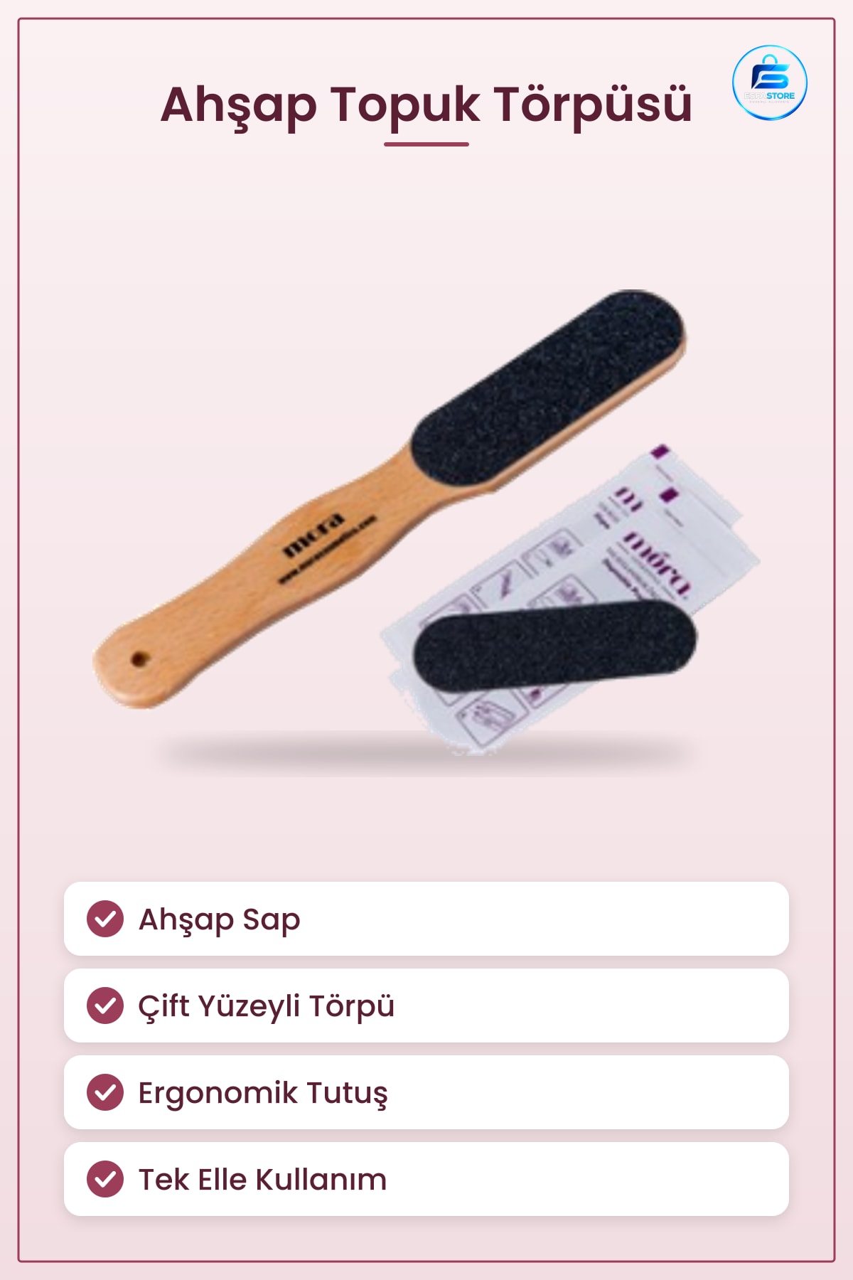 Ahşap Topuk Törpüsü Ayak Bakım Ölü Deri Alma Çift Yüzeyli Aşındırıcı Törpü Pedikür