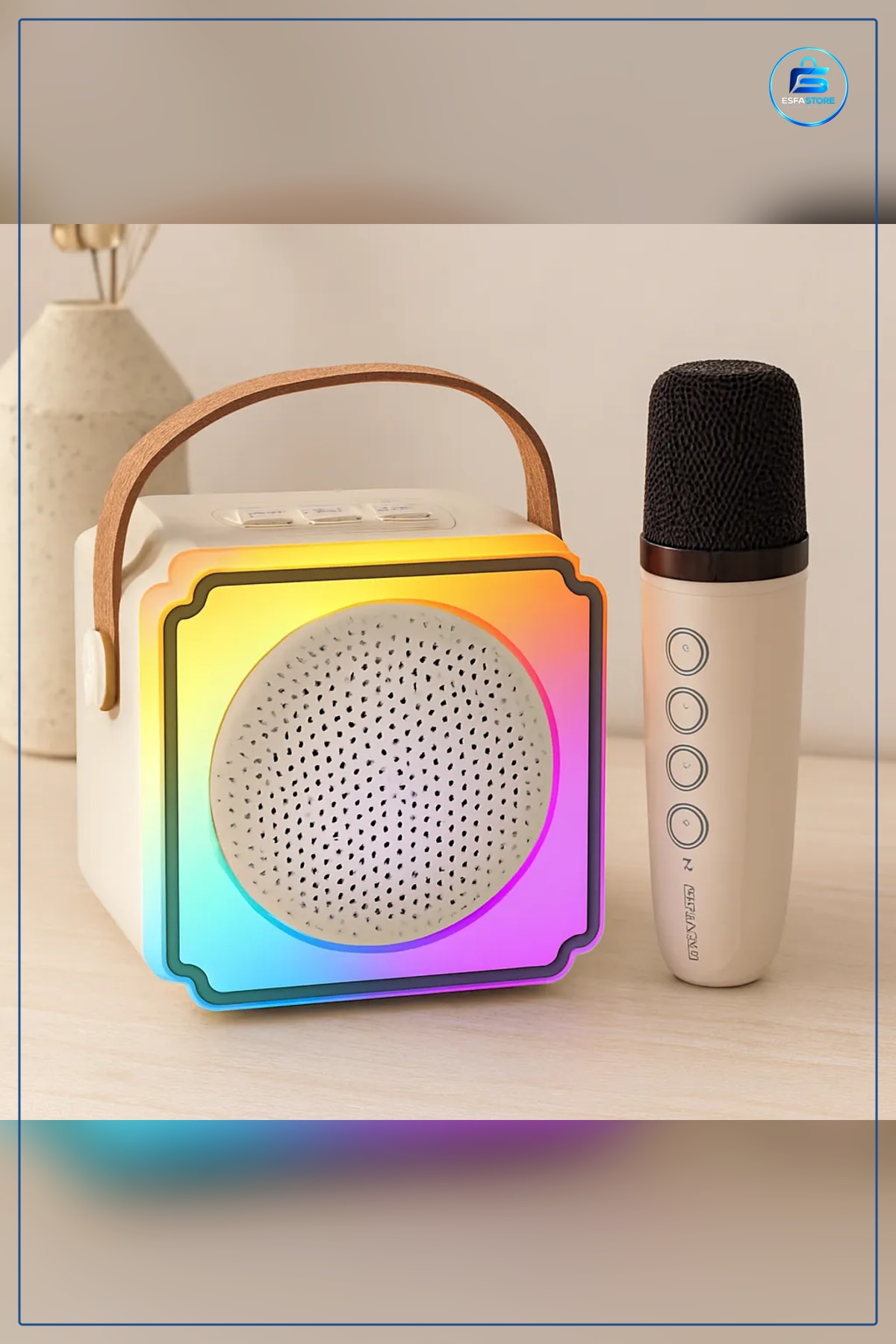 Karaoke Mikrofonlu Taşınabilir Bluetooth Hoparlör Işıklı USB Şarjlı TF Kart AUX Parti Ev Auç Mekan