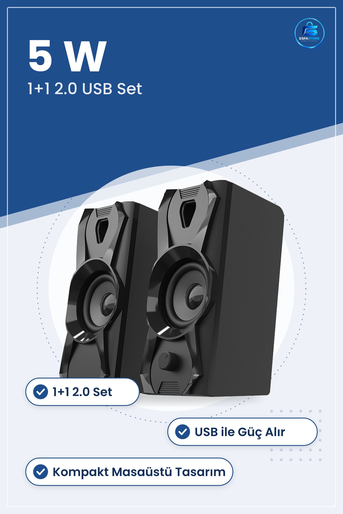 Kablolu Hoparlör Seti 1+1 2.0 USB Multimedya 5W Masaüstü Bilgisayar Hoparlörü Ev Ofis