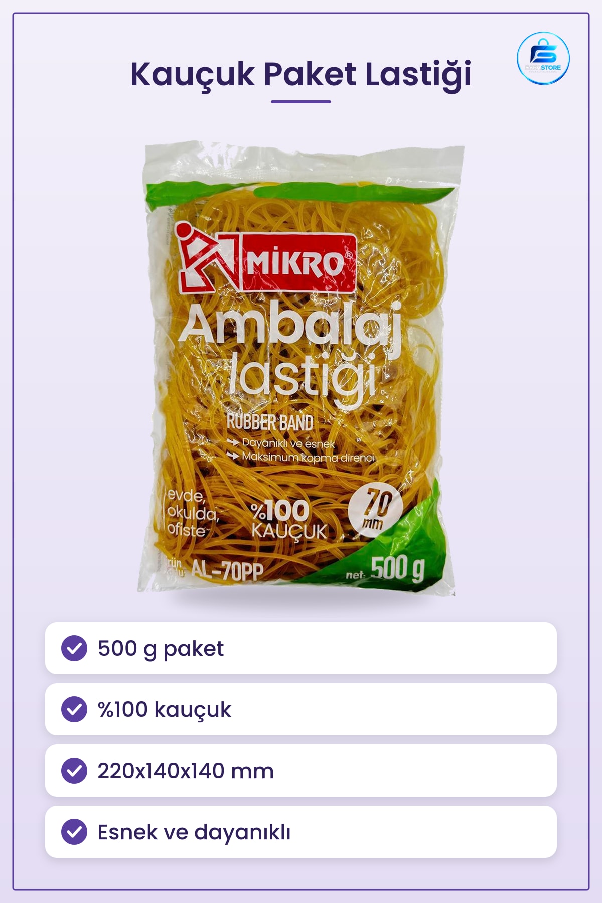Paket Lastiği Kauçuk Para Lastik 500 g 220x140x140 mm Ambalaj Ofis Ev Kullanımı Kullanışlı