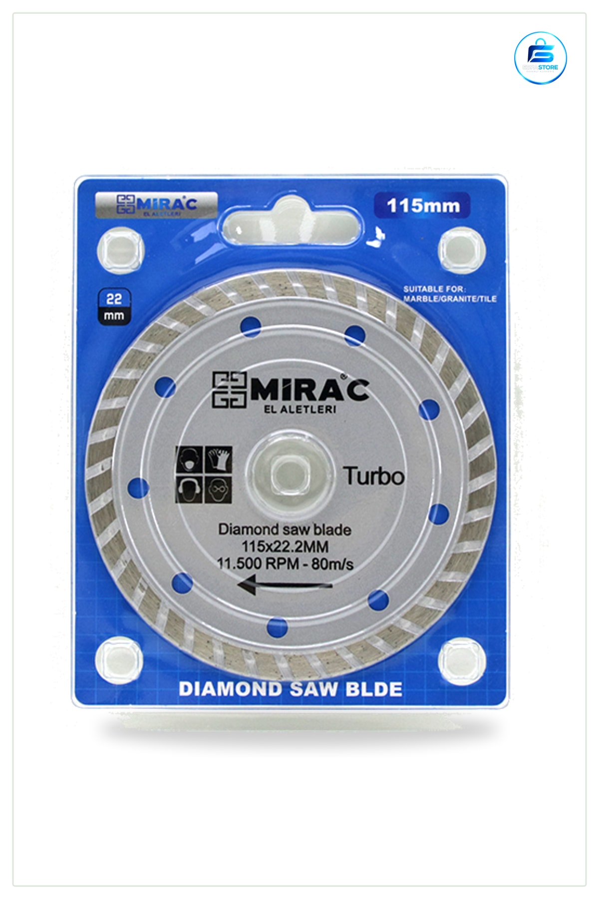 Mermer Kesme Diski 115mm 22,2 mm İnce Turbo Elmas Daire Testere Bıçağı Taş Seramik Kesim