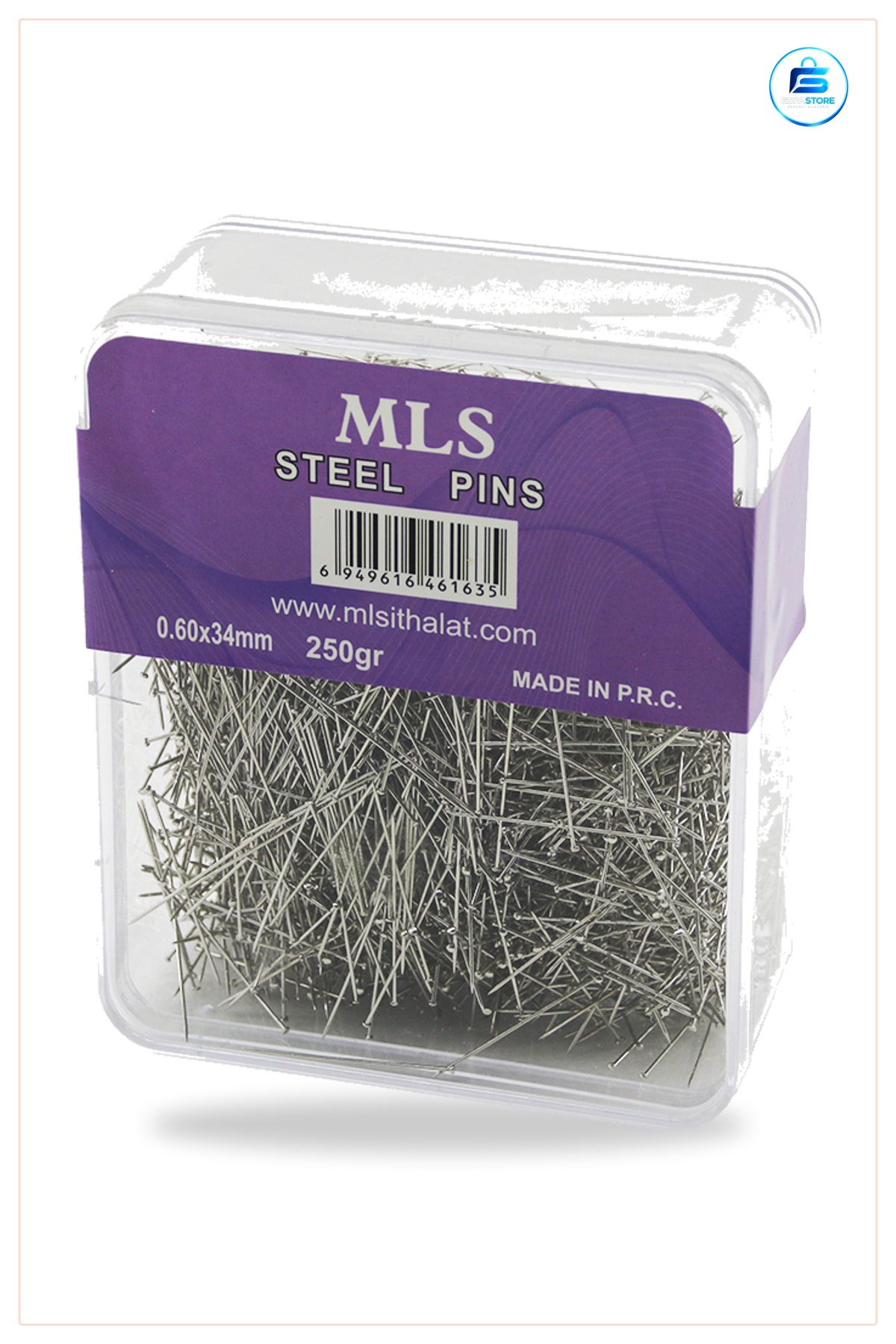 Toplu İğne 0.60 x 34 mm 250 g Şeffaf Mika Kutulu Çelik Dikiş Hobi Tekstil Sabitleme