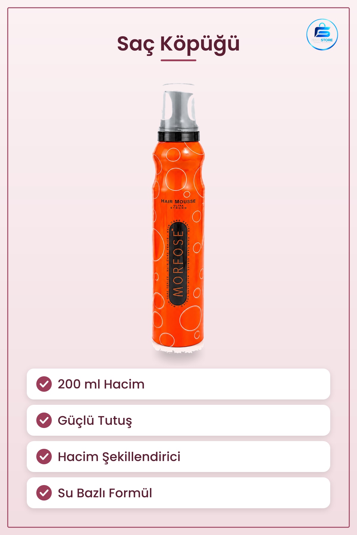 Saç Köpüğü Ultra Strong Turuncu 200 ml Güçlü Tutuş Hacim Şekillendirici Köpük Kolay Temizlenir