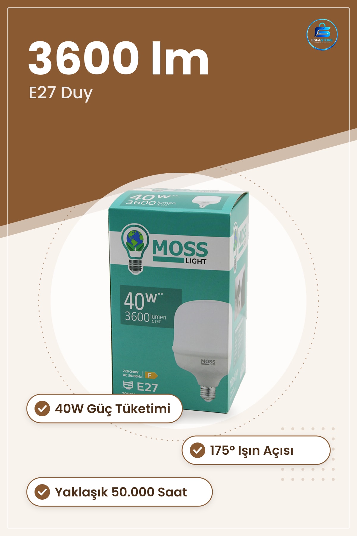 LED Ampul 40W E27 lm. Saat Uzun Ömürlü Ev Ofis Mağaza İç Mekan Aydınlatma Kullanışlı