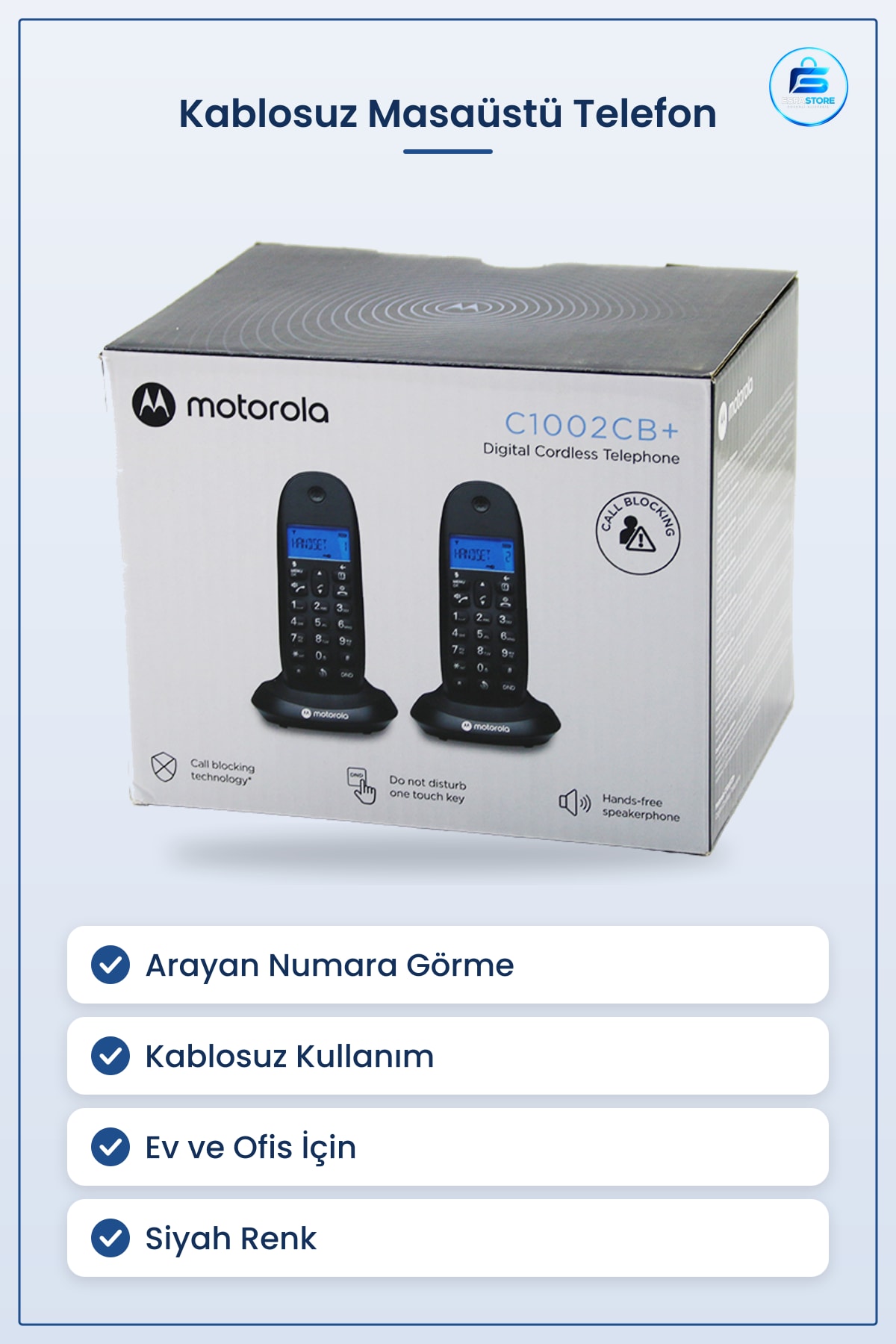 Kablosuz Dijital Telsiz Masaüstü Telefon Sabit Hat Arayan Numara Görme Ev Ofis Siyah