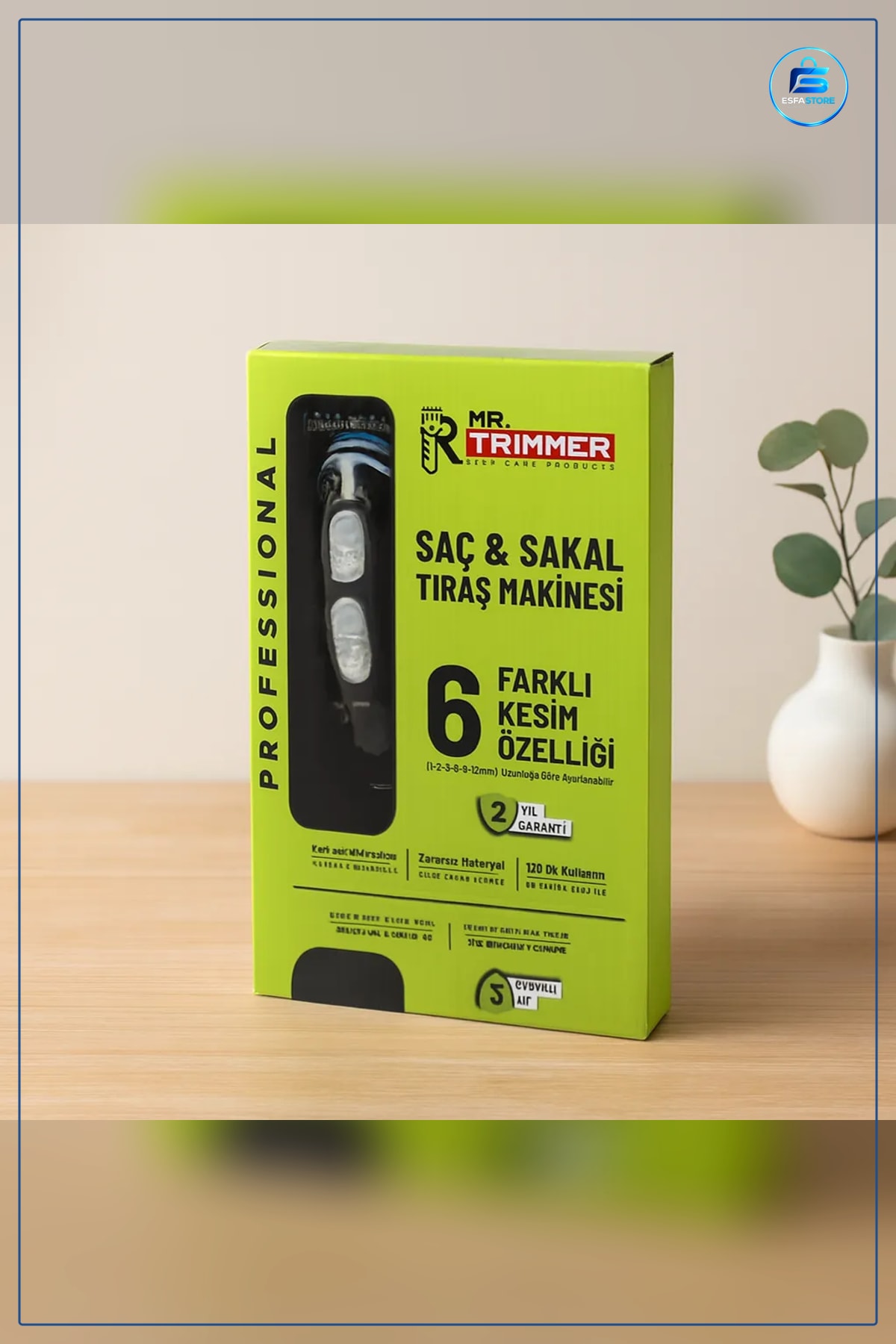 Saç ve Sakal Tıraş Makinesi USB Şarjlı 6 Farklı Kesim 2 Kademe Bıçak Ayarı Paslanmaz Çelik