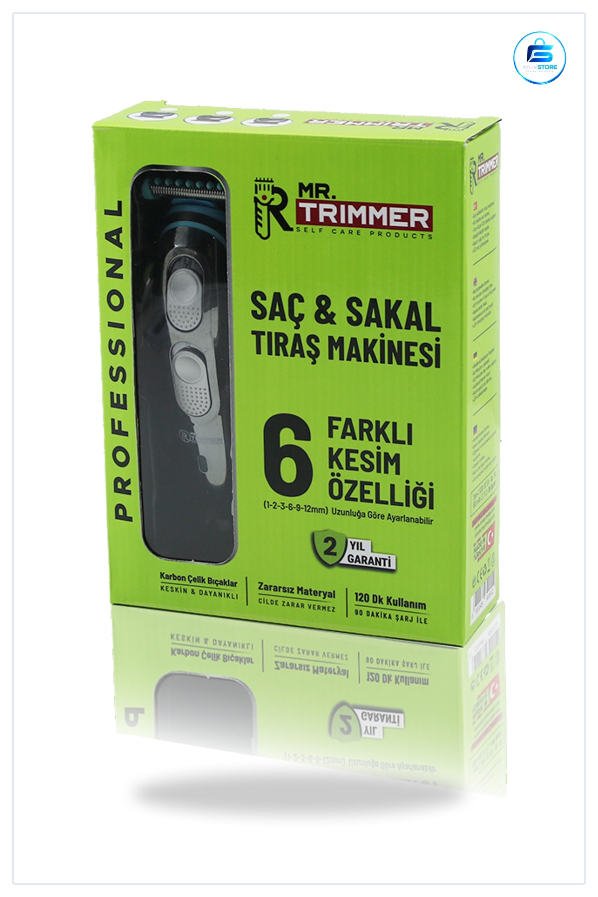 Saç ve Sakal Tıraş Makinesi USB Şarjlı 6 Farklı Kesim 2 Kademe Bıçak Ayarı Paslanmaz Çelik