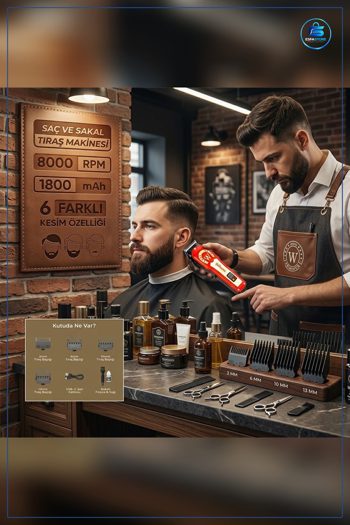 Saç Sakal Kesme Tıraş Makinesi Ayarlanabilir 0,1 ila 0,5 mm 6 Kesim Seviyesi RPM Şarjlı