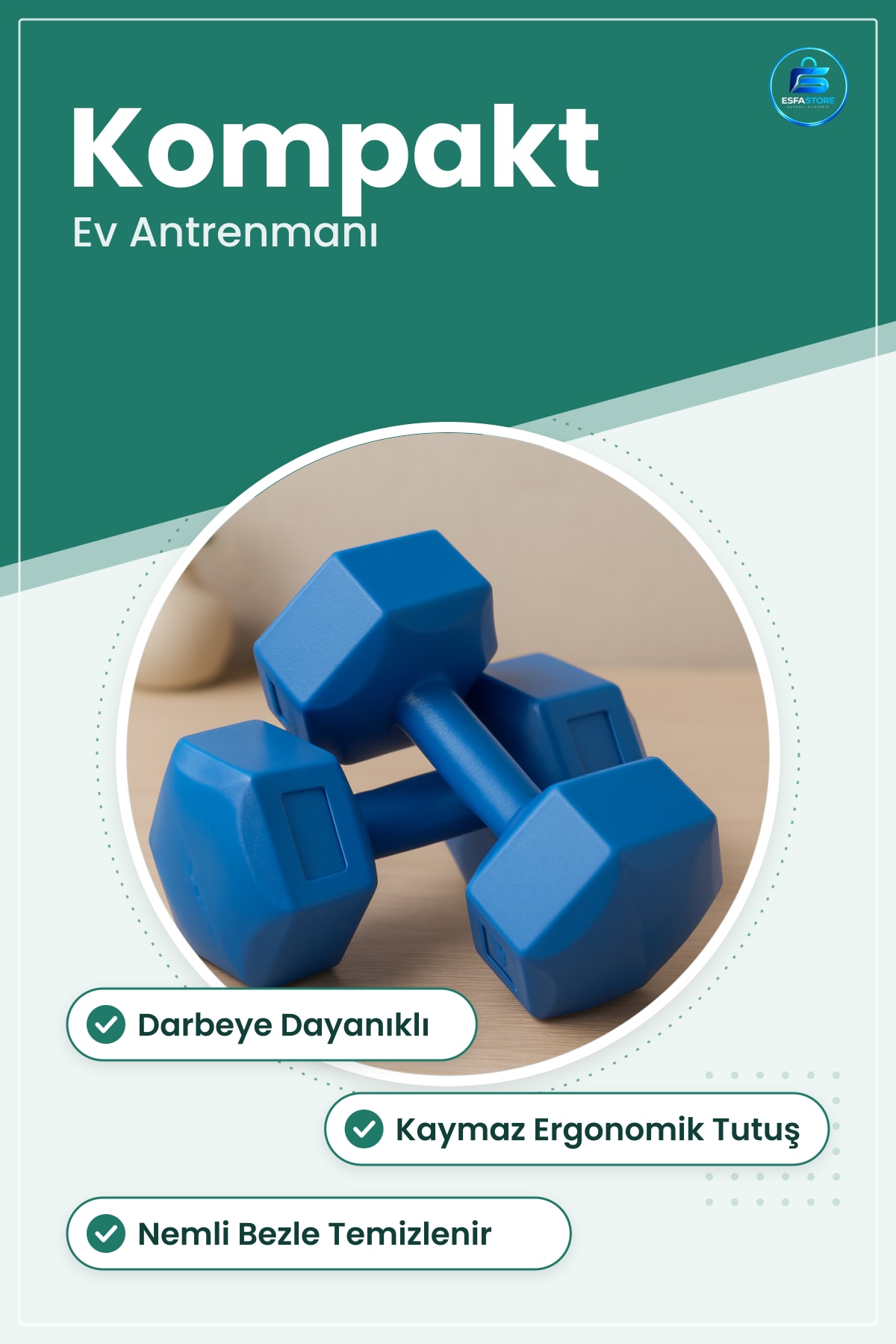Plastik Köşeli Dambƒ±l Ev Ofis Antrenmanı Kas Güçlendirme Egzersiz Ağırlığı Kompakt Ekipman