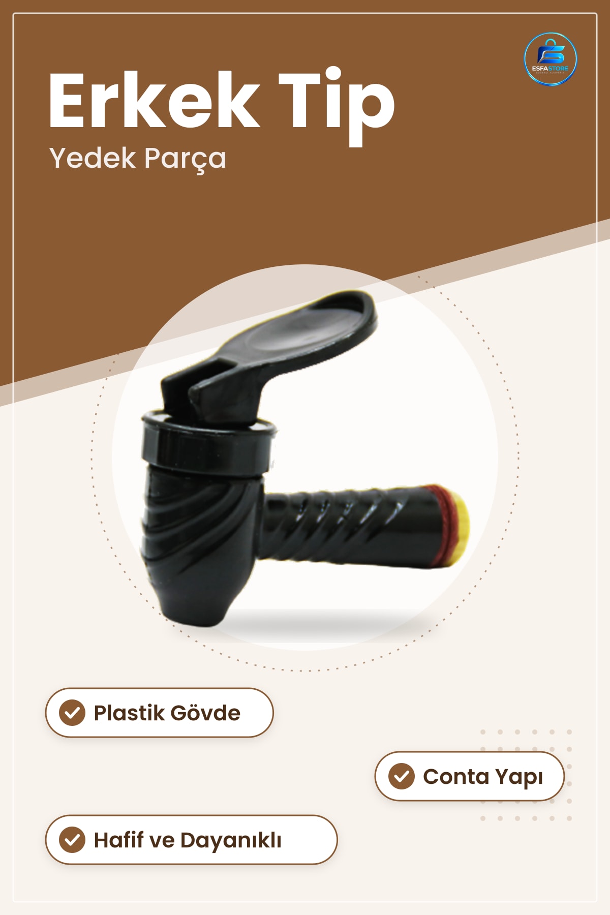 Semaver Musluk Plastik Erkek Tip Yedek Parça Kontrol Sağlam Hafif Sarı Bağlantı Çaylık Sistemi