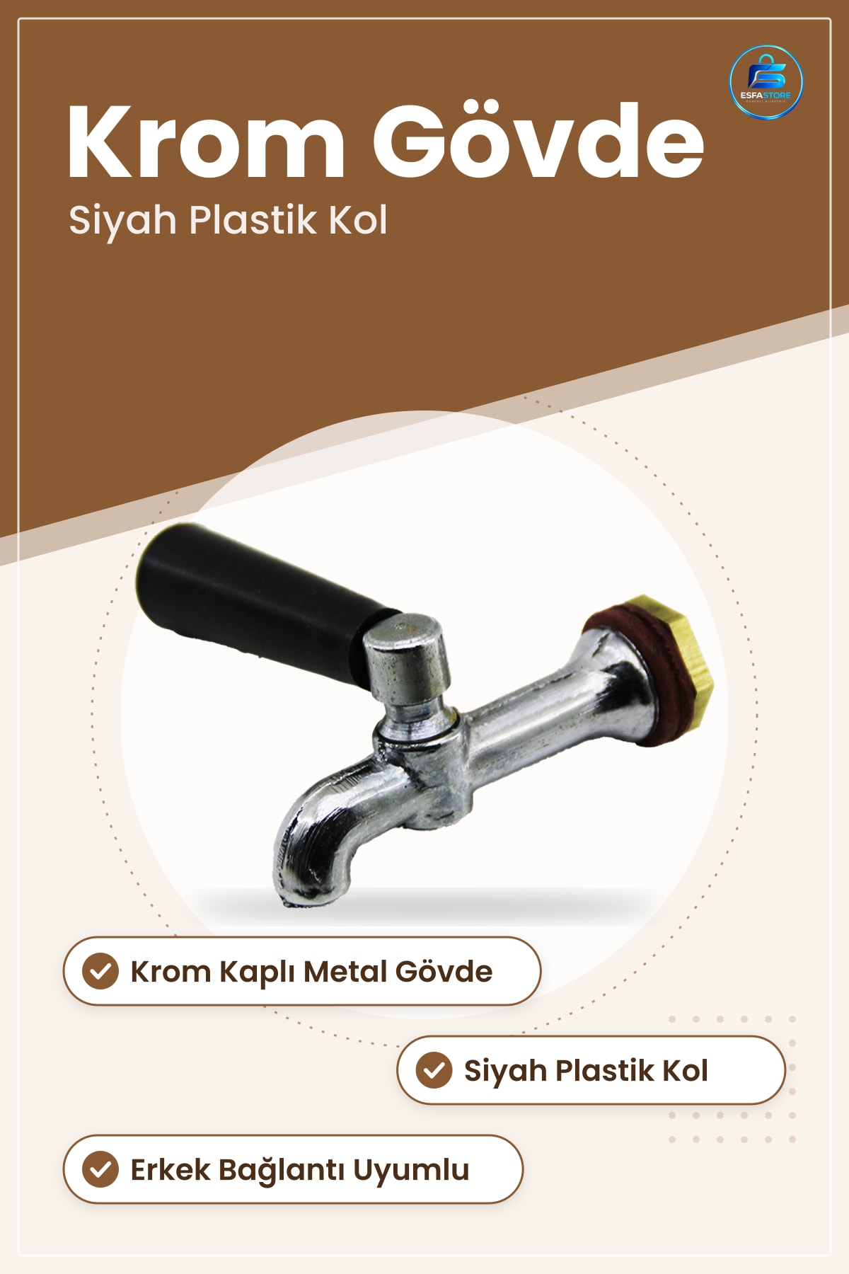 Piknik Semaver Musluk Krom Gövde Siyah Plastik Kol Çaydayık Yedek Parça ve Aksesuar