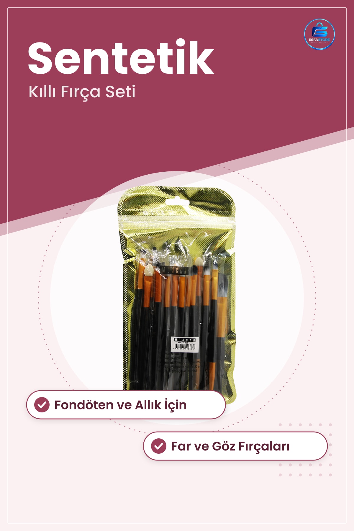 Makyaj Fırçası Seti Siyah Sentetik Kıllı Profesyonel Fondöten Allık ve Far Fırçaları Kozmetik