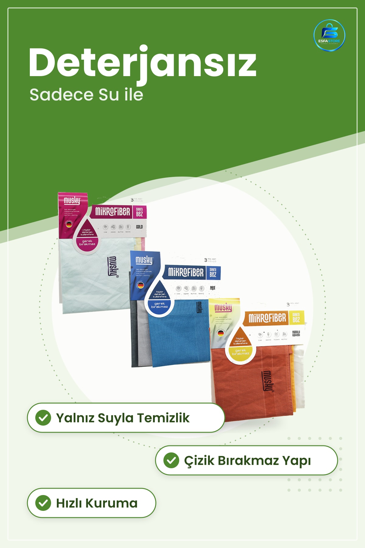 Mikrofiber Temizlik Bezi Cam Otomobil Mutfak Banyo Deterjansız Çizik Bırakmaz Hızlı Kuruma